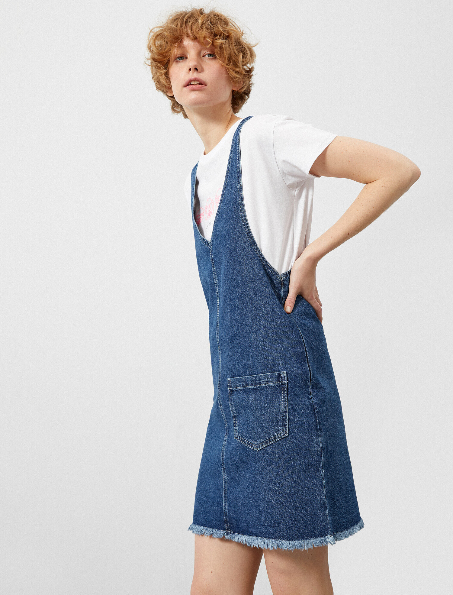   Cep Detaylı Jean Elbise