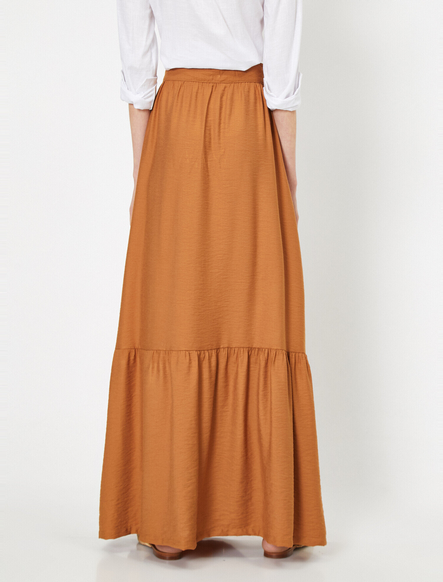   Normal Bel Düğme Detaylı Fırfır Detaylı Uzun Etek