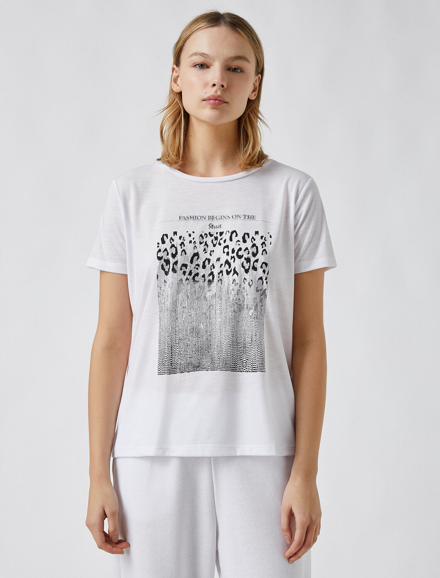   Kısa Kollu Tişört Bisiklet Yaka Baskılı