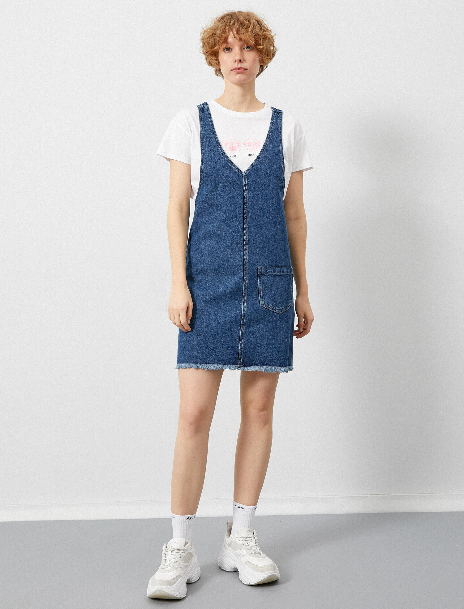   Cep Detaylı Jean Elbise