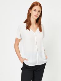 Kısa Kollu V Yaka Bluz