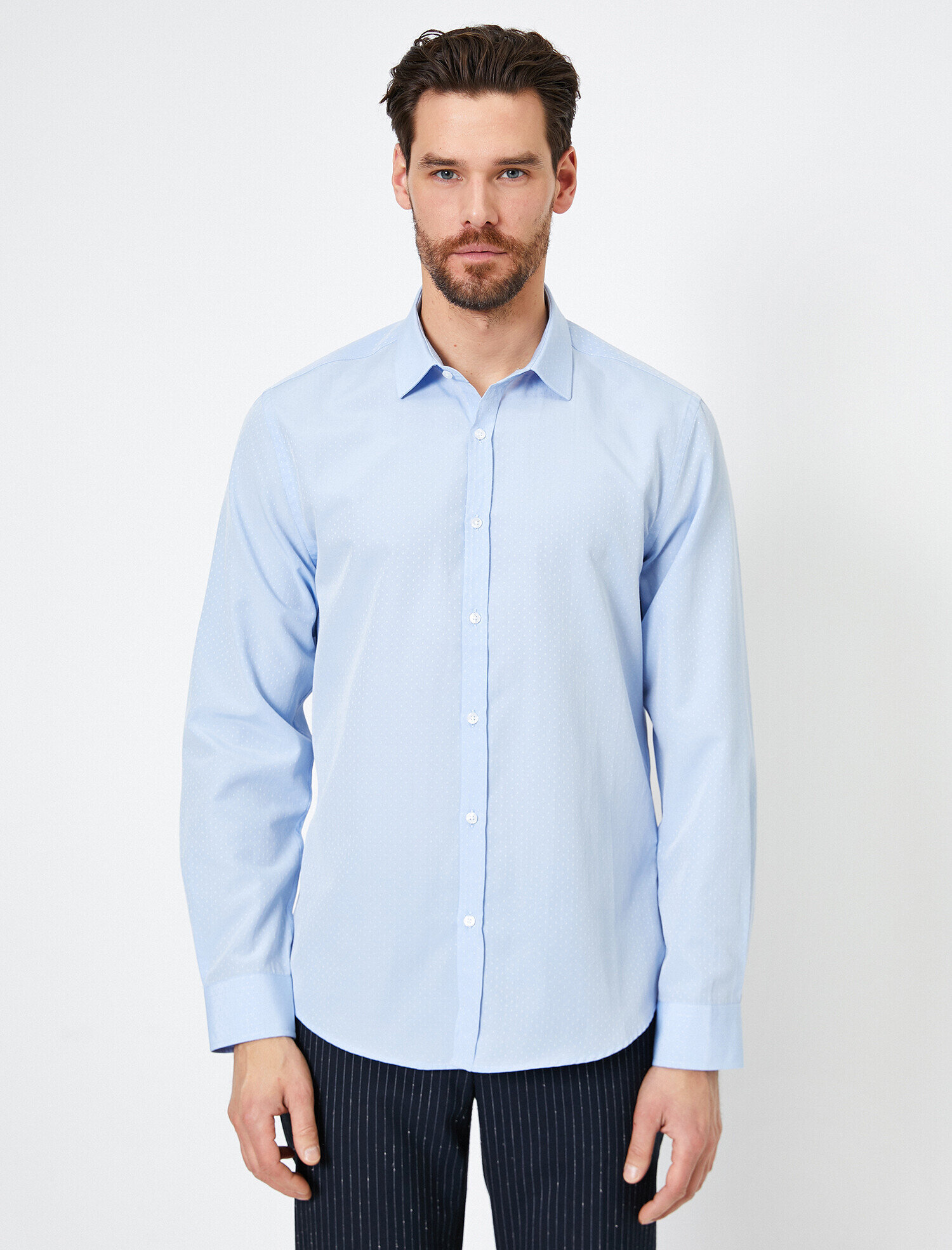   Klasik Yaka Uzun Kollu Slim Fit Smart Gömlek Non Iron