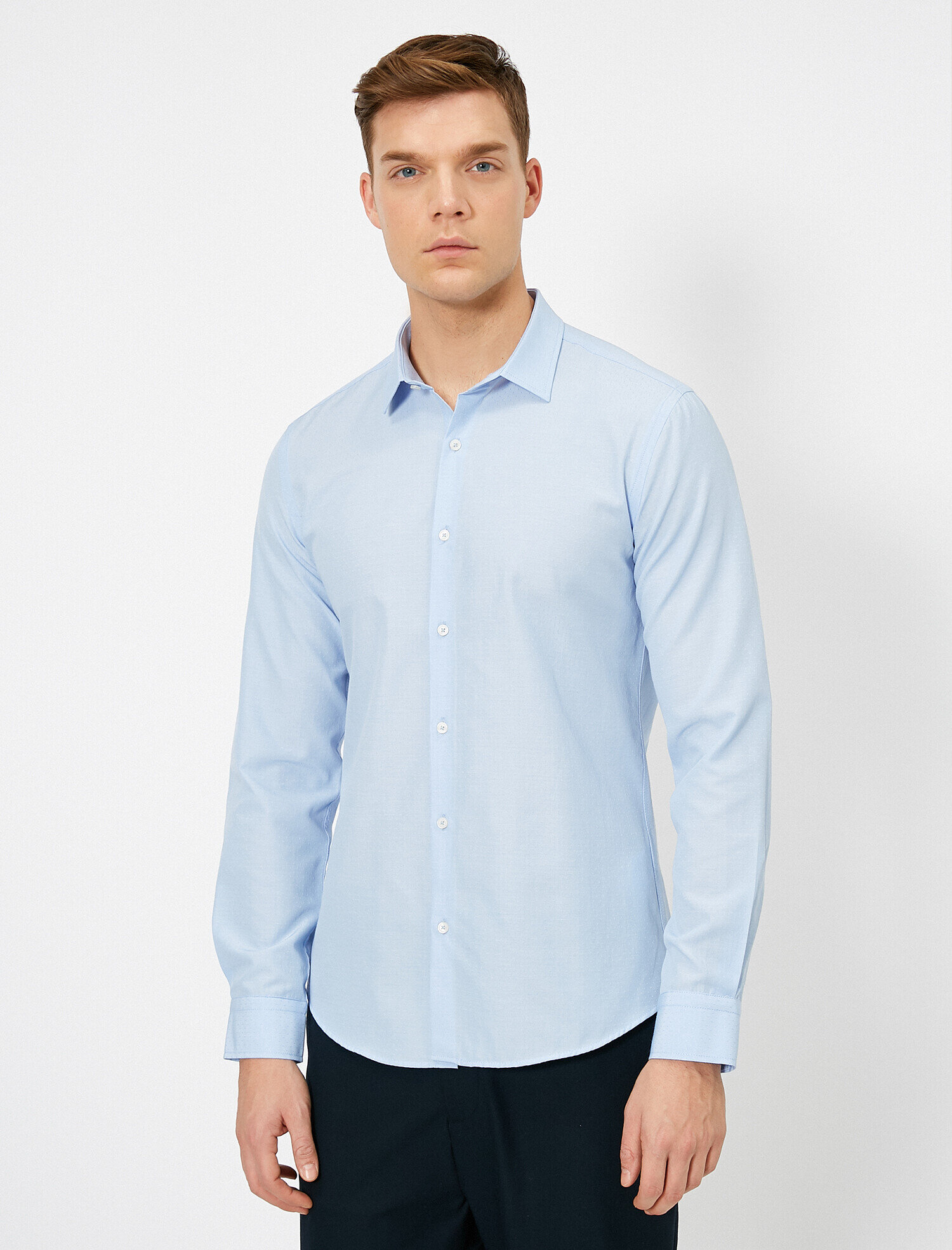   Klasik Yaka Uzun Kollu Slim Fit Smart Gömlek Non Iron