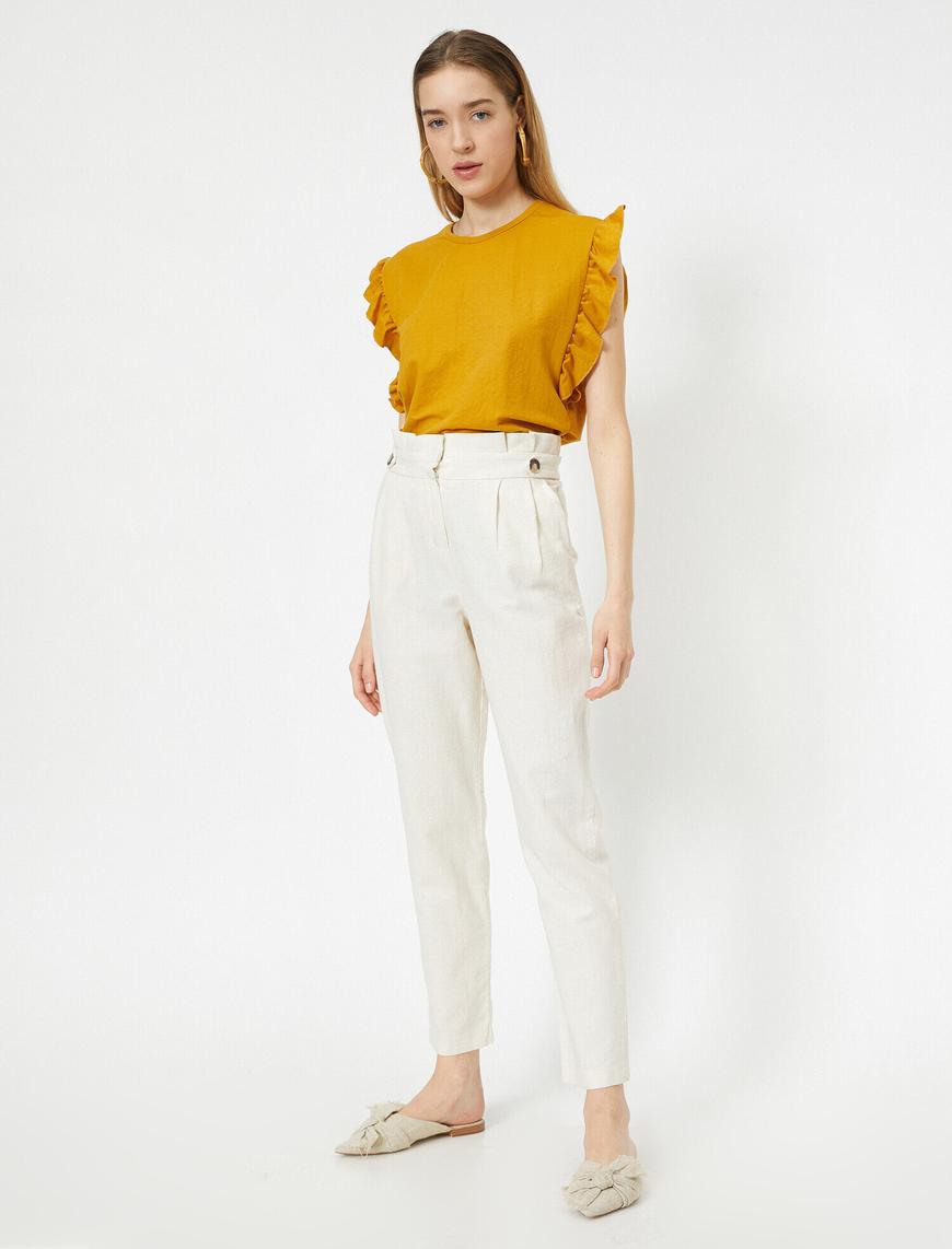   Keten Karışımlı Regular Fit Pantolon