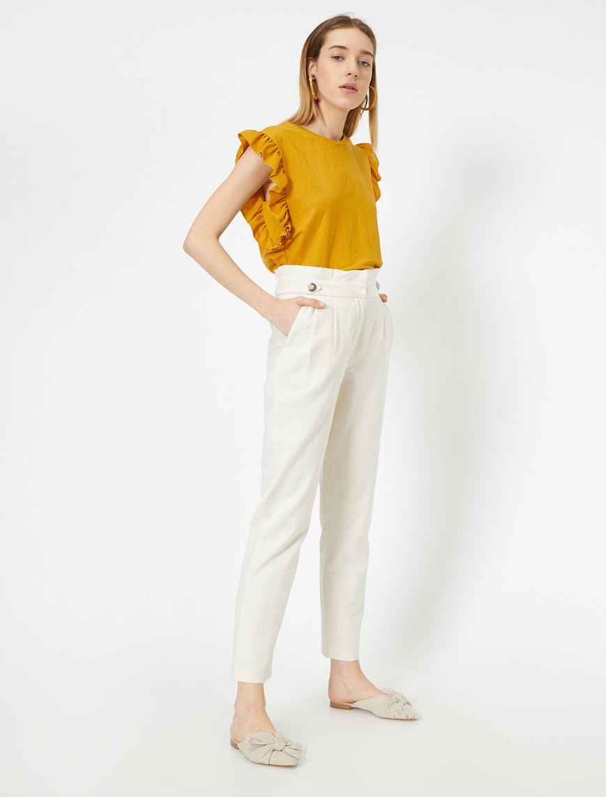   Keten Karışımlı Regular Fit Pantolon