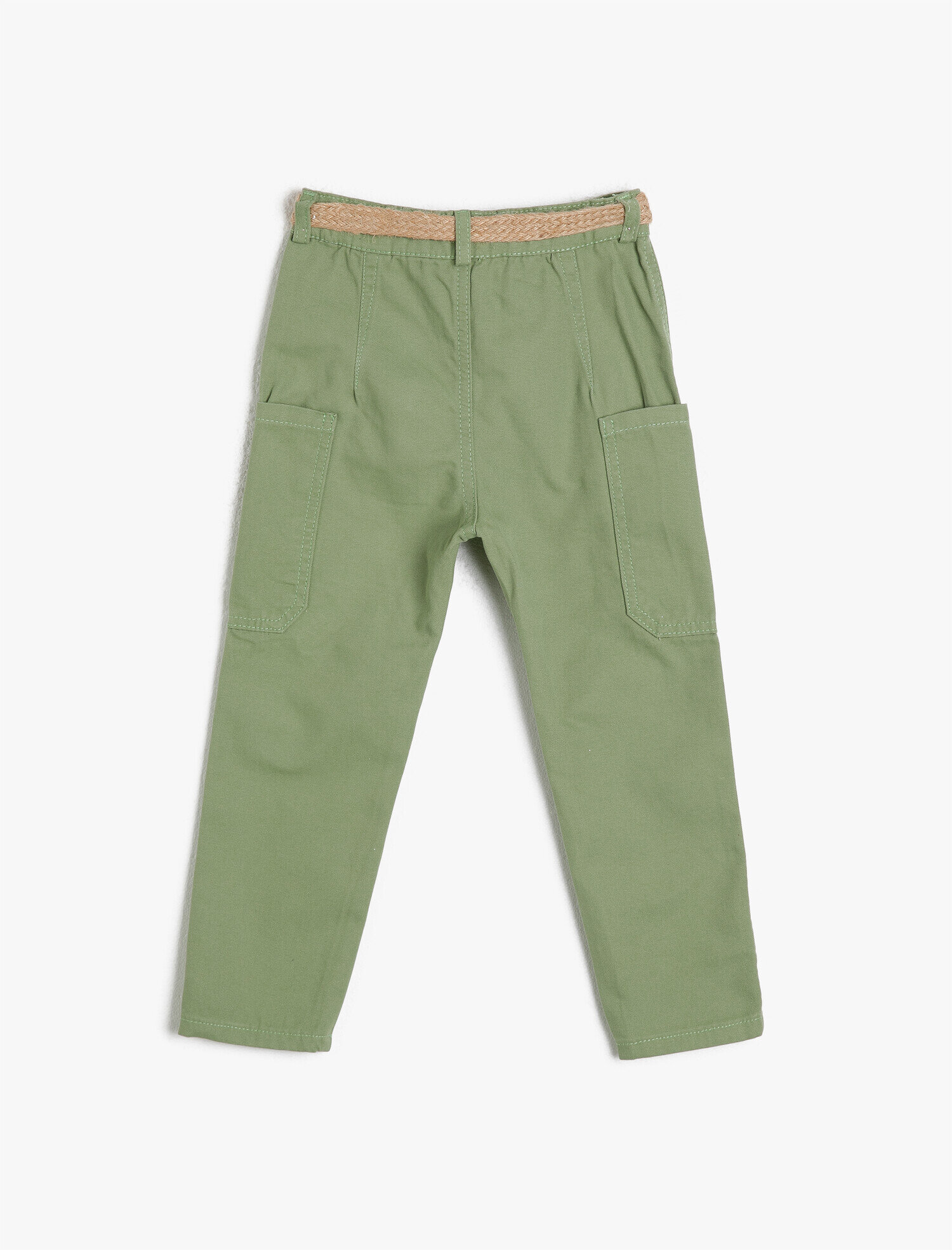  Erkek Çocuk Büyük Cepli Düğmeli Kemerli Pantalon