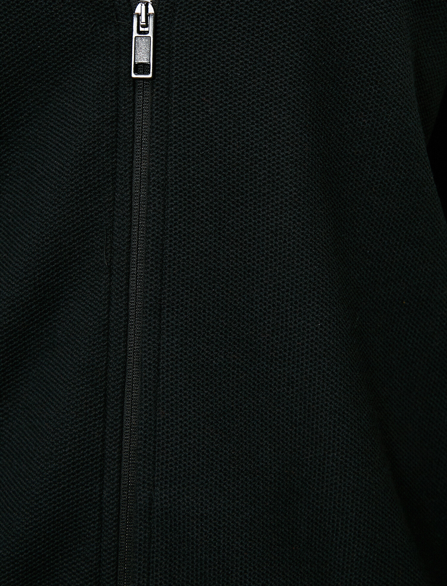   Kapüşonlu Fermuarlı Dokulu Kumaş İşlemeli Sweatshirt