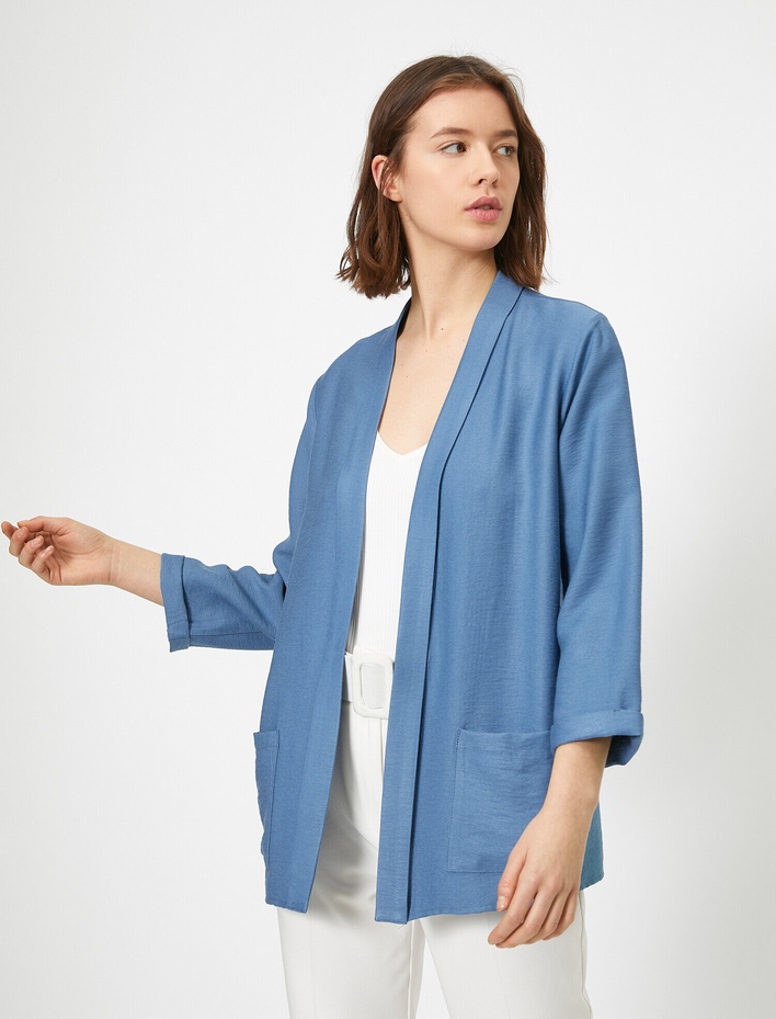  Rahat Kesim Kolu Katlamalı Kimono