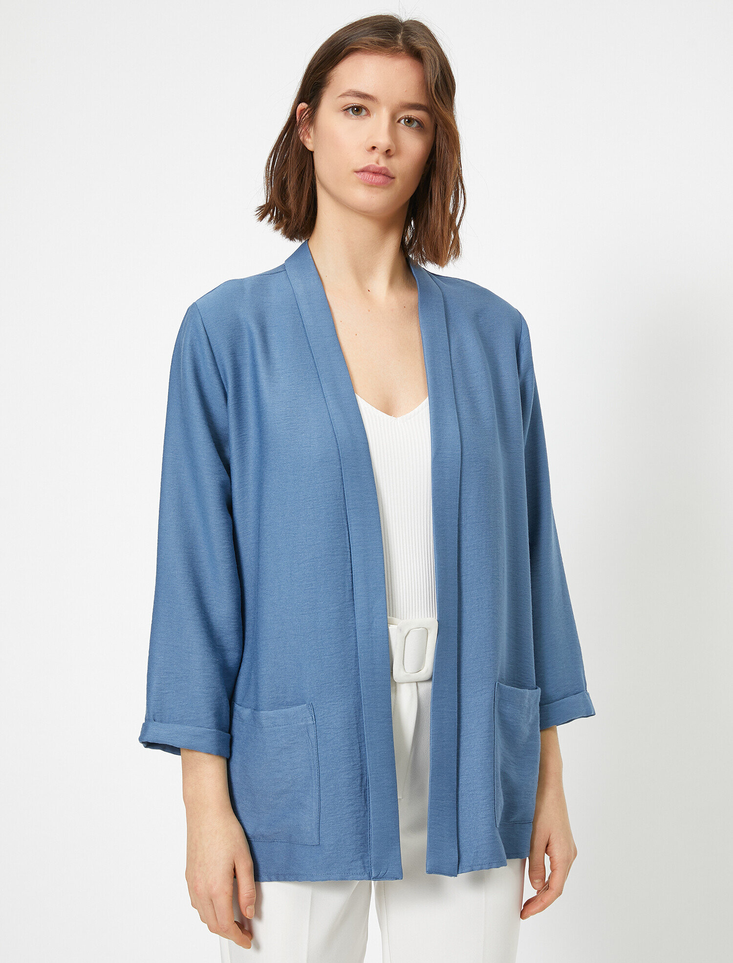   Rahat Kesim Kolu Katlamalı Kimono