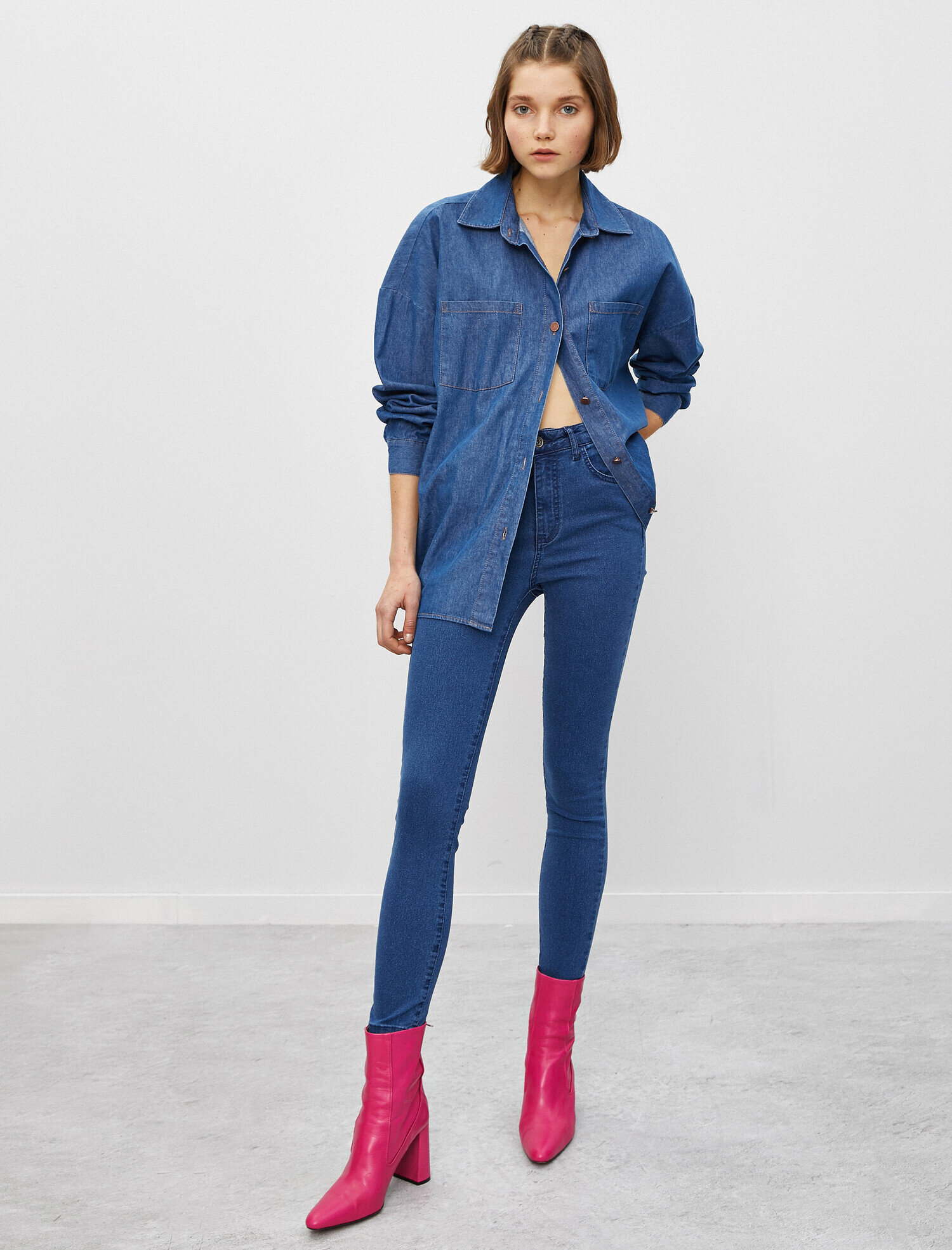   Dar Paça Kot Pantolon Dar Kesim Yüksek Bel - Carmen Jean