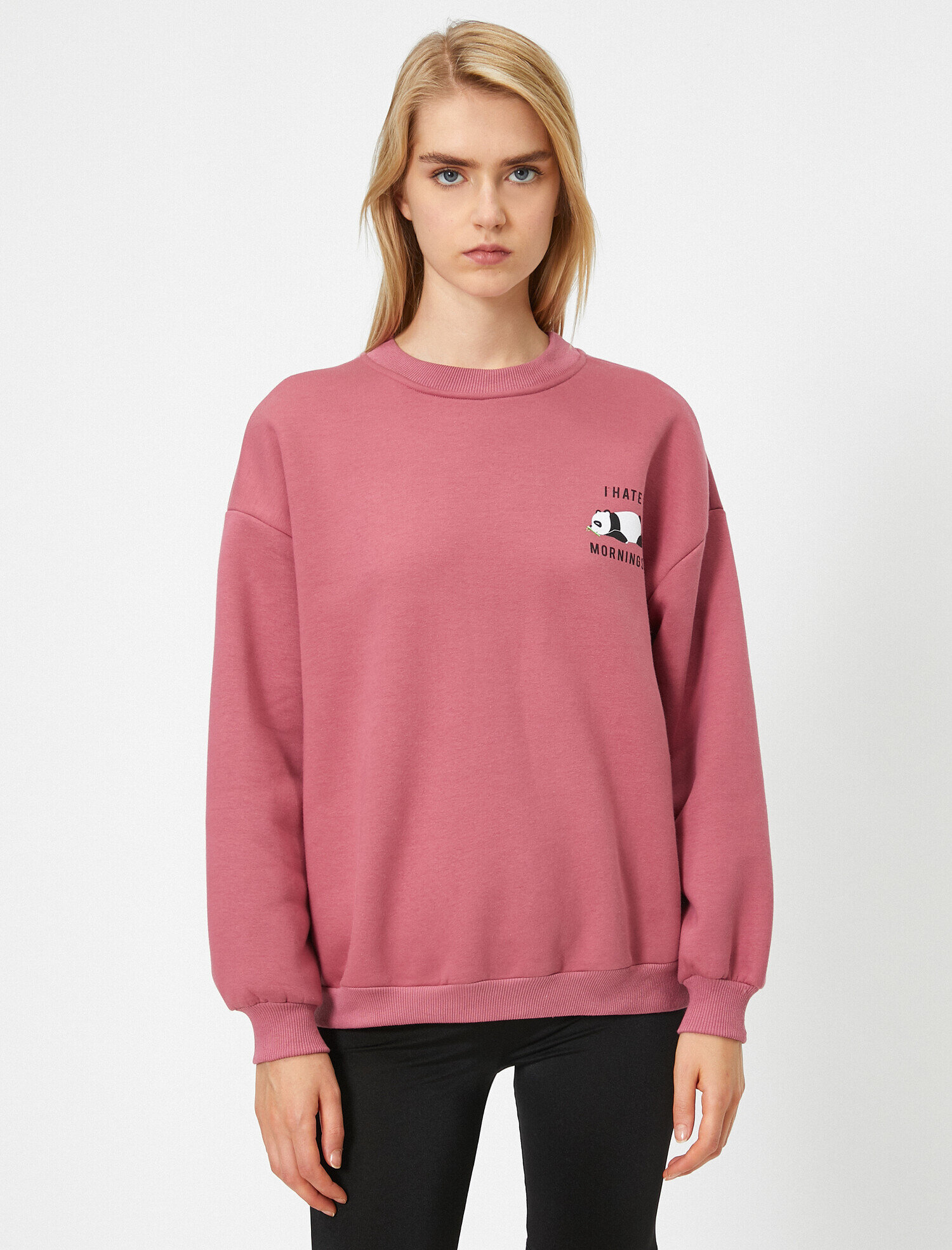   Bisiklet Yaka Hayvan Baskılı Uzun Kollu Sweatshirt