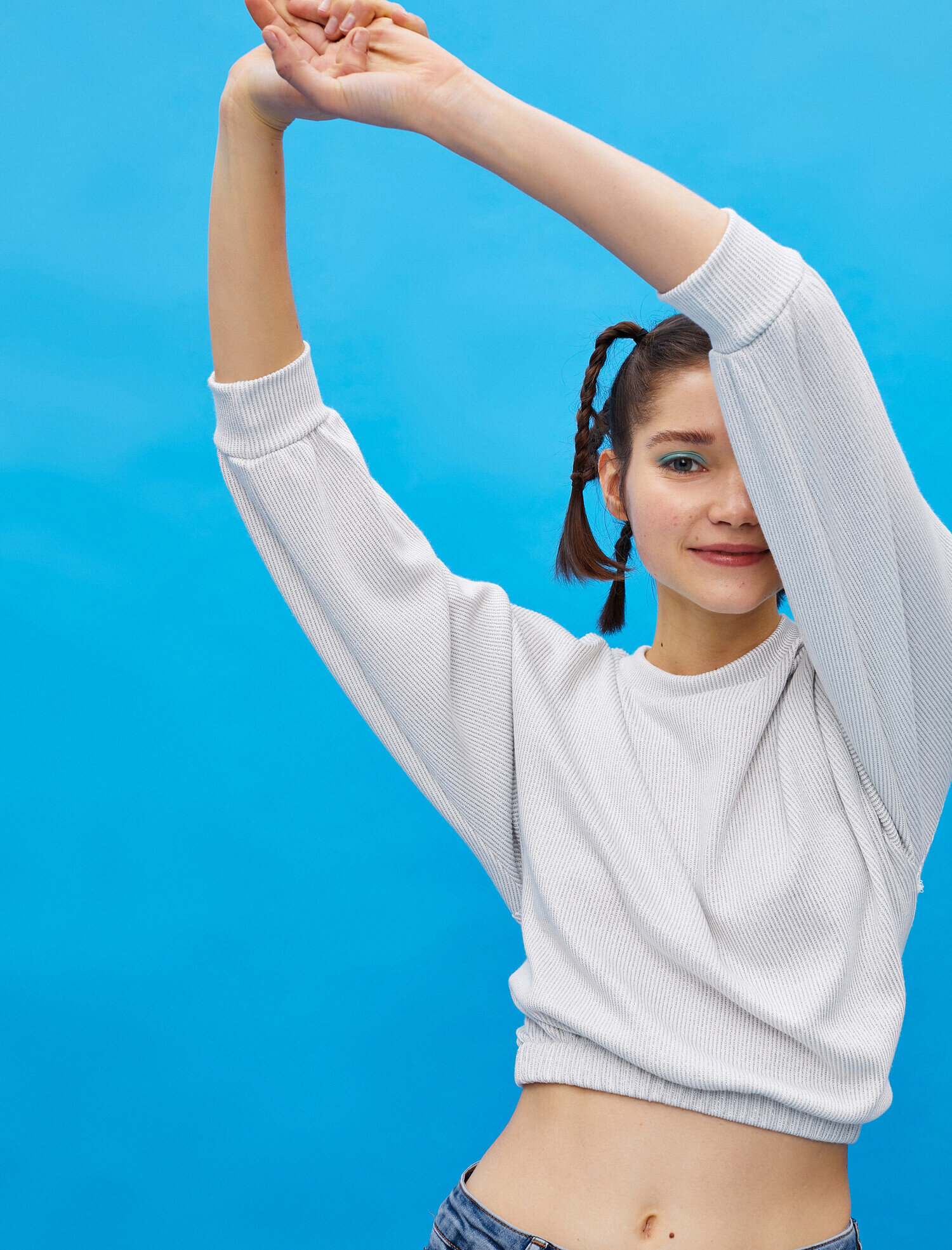   Bisiklet Yaka Crop Sweatshirt