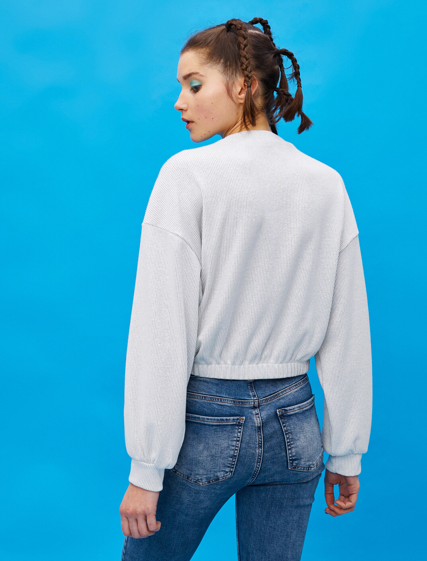   Bisiklet Yaka Crop Sweatshirt