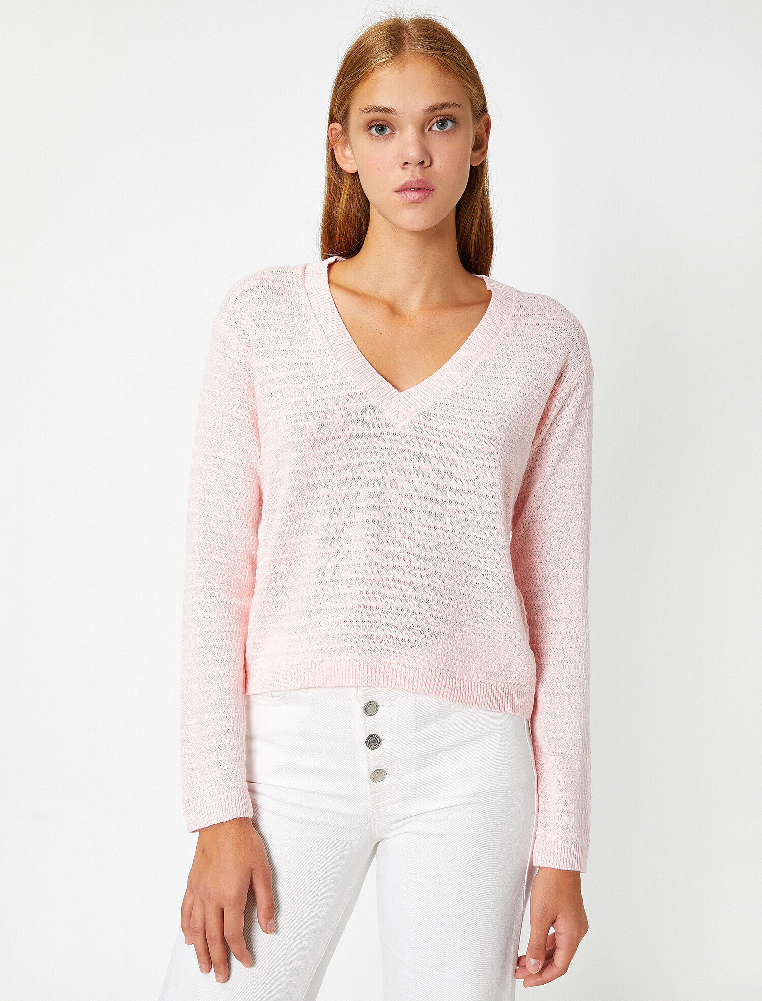   V Yaka Uzun Kollu Triko Kazak