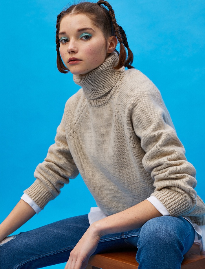  Balıkçı Yaka Oversize Triko Kazak