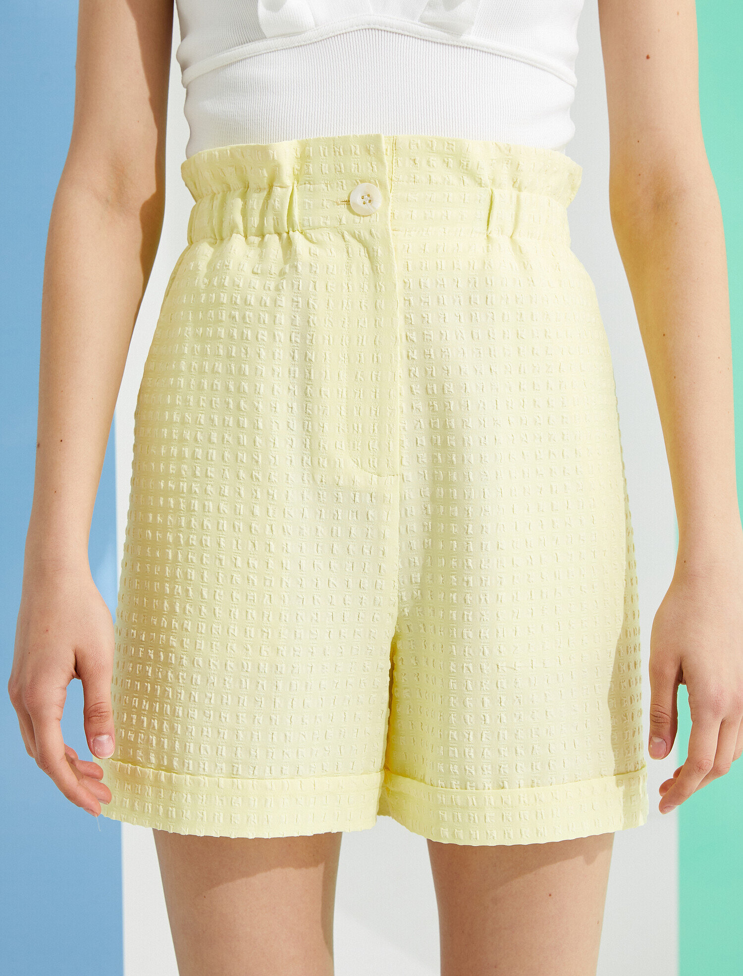   Yüksek Bel Şort Dokulu