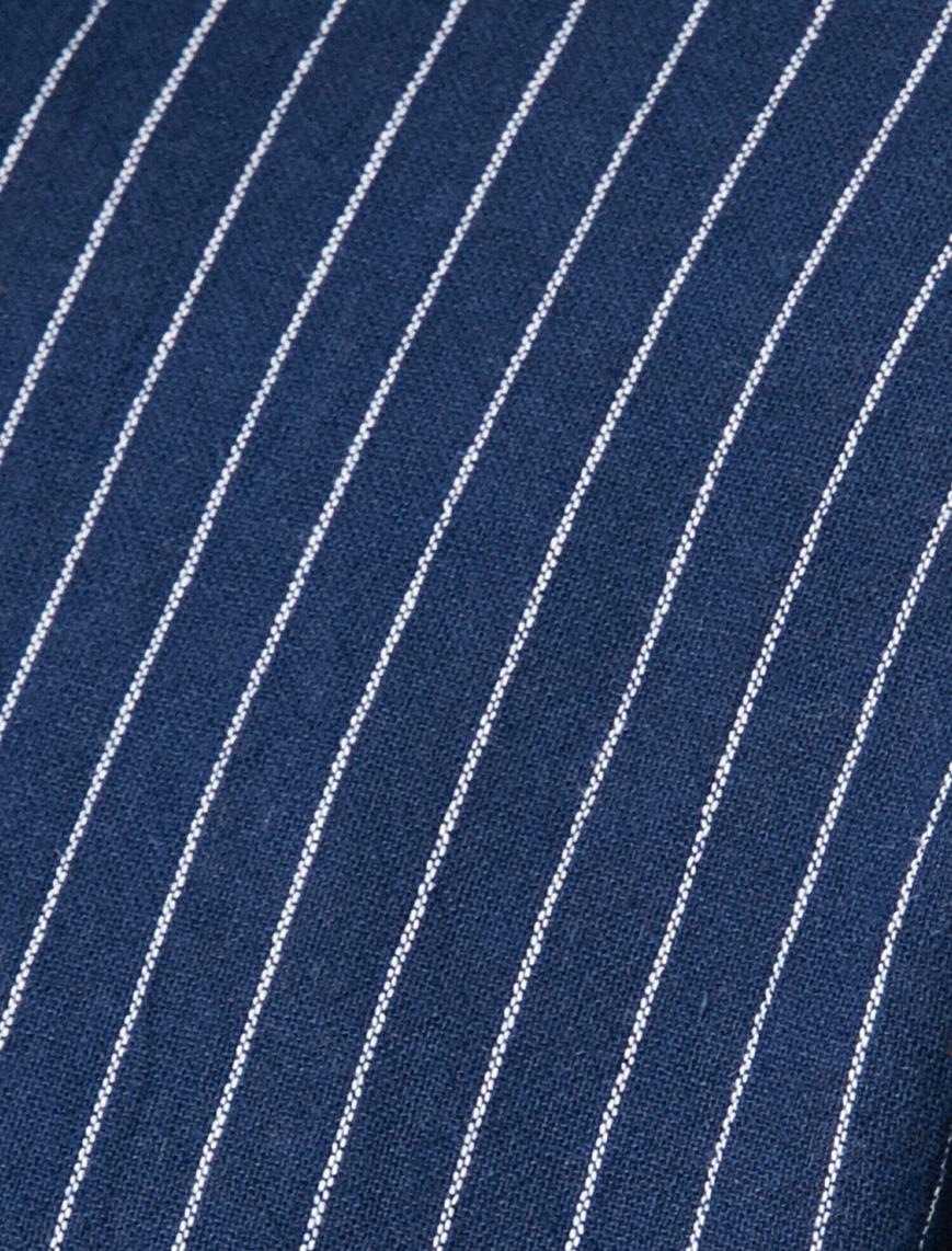   Tek Cepli Pamuklu Çizgili Slim Fit Casual Gömlek