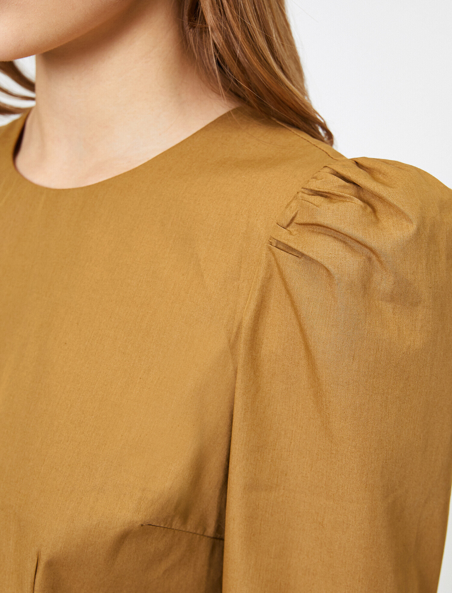   Balon Kollu Poplin Bluz