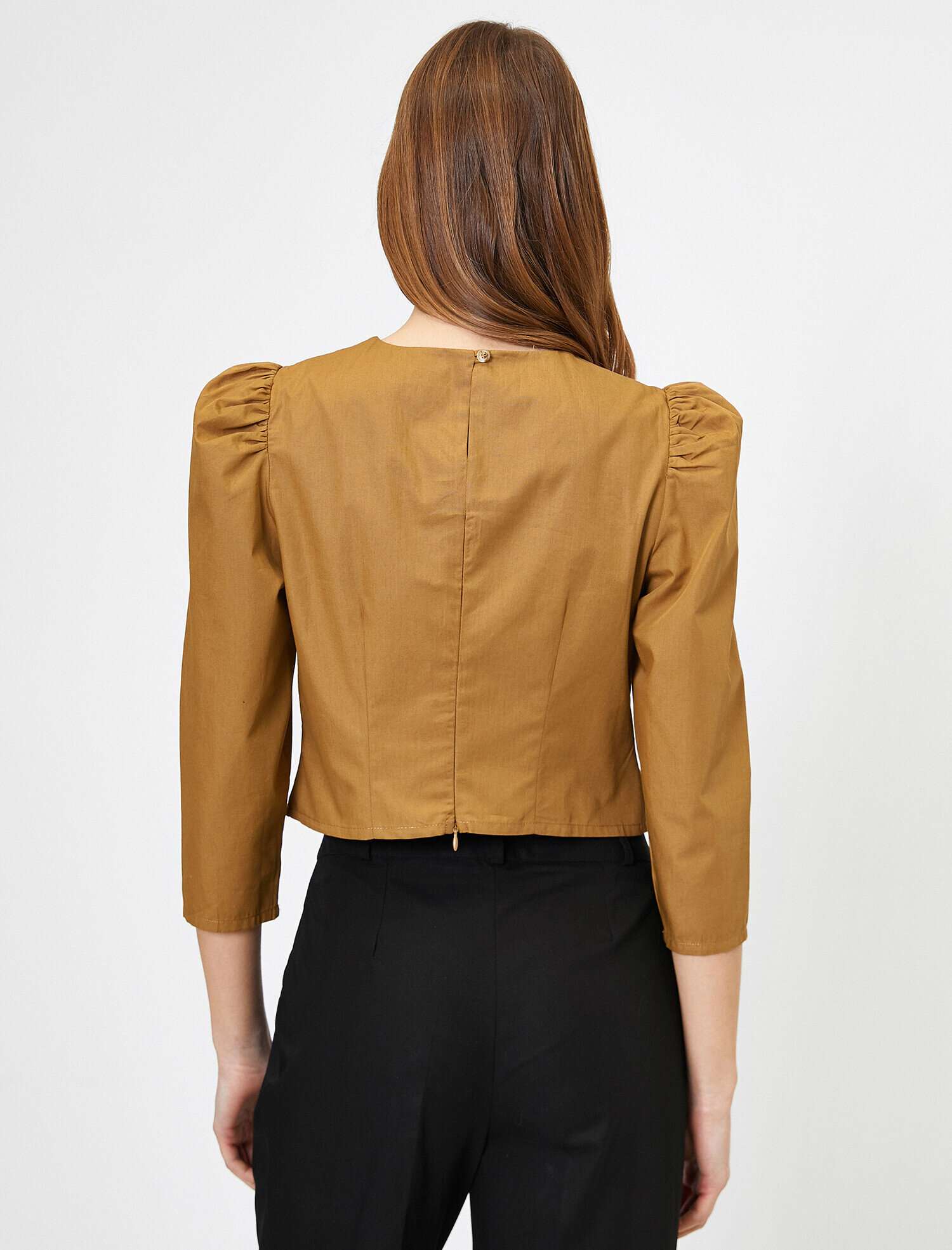   Balon Kollu Poplin Bluz