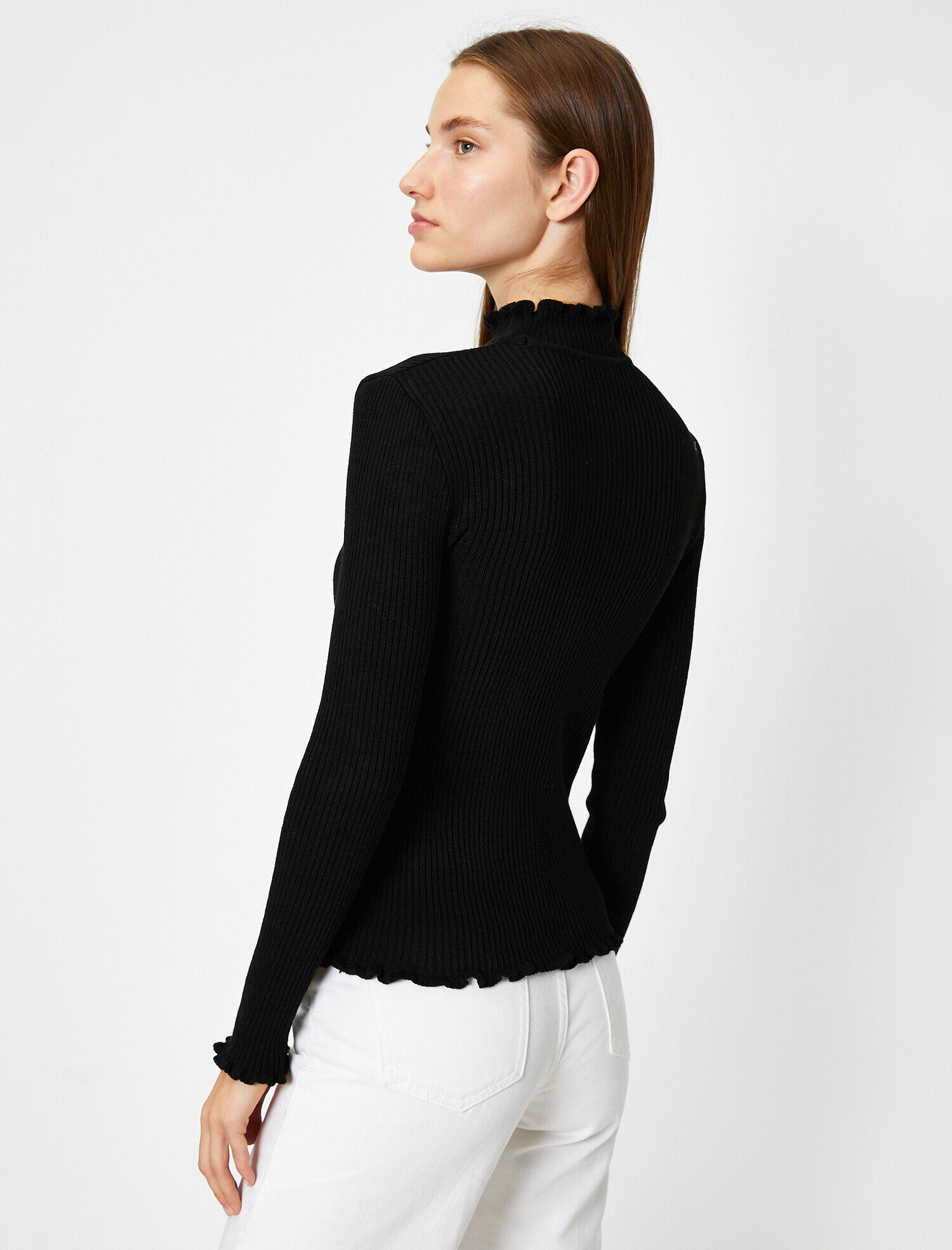   Dik Yaka Uzun Kollu Slim Triko Kazak