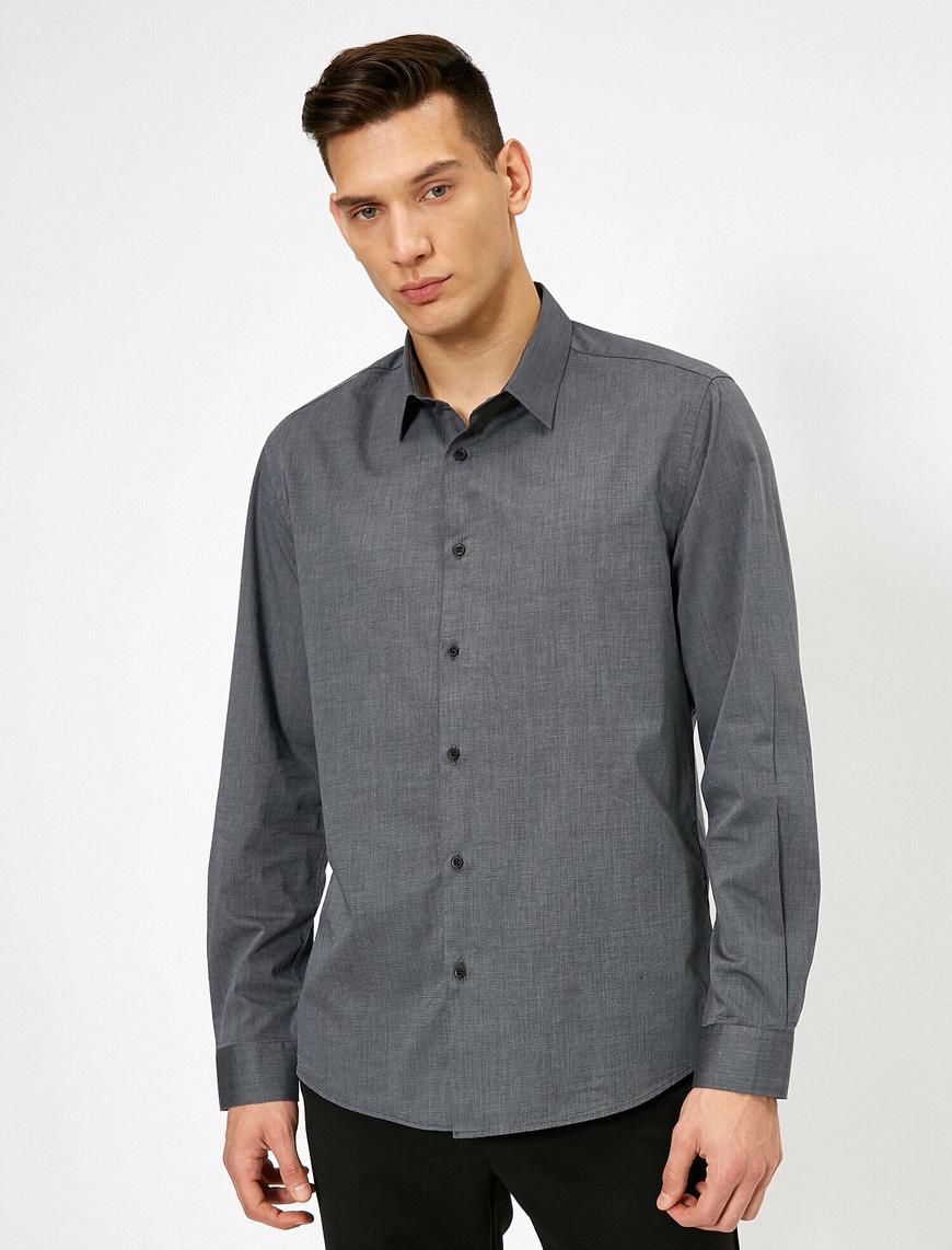   Klasik Yaka Uzun Kollu Slim Fit Smart Gömlek Non Iron