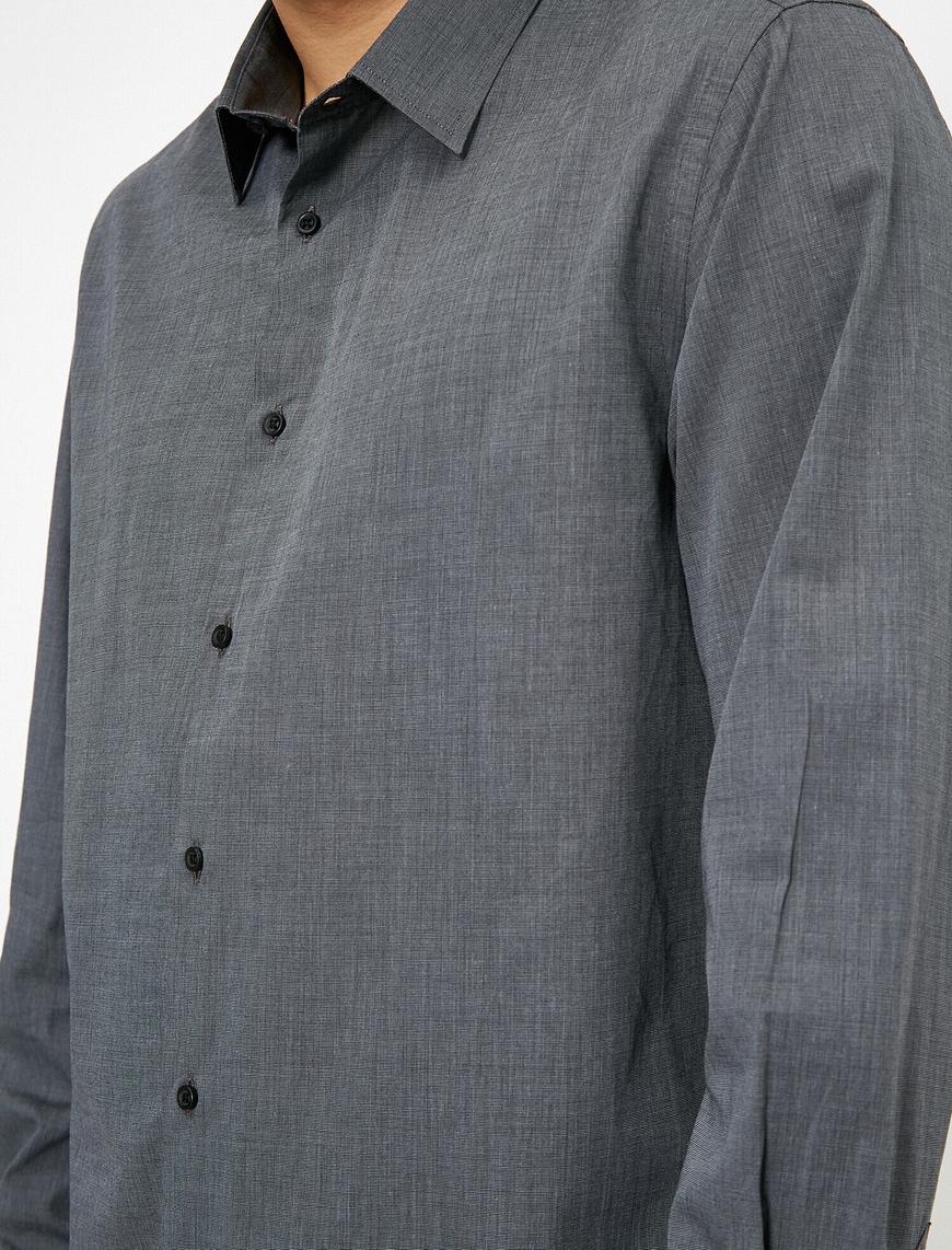   Klasik Yaka Uzun Kollu Slim Fit Smart Gömlek Non Iron