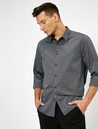 Klasik Yaka Uzun Kollu Slim Fit Smart Gömlek Non Iron