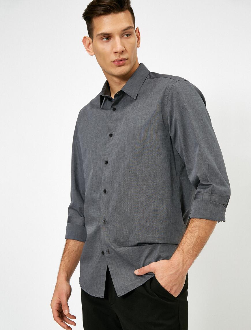   Klasik Yaka Uzun Kollu Slim Fit Smart Gömlek Non Iron