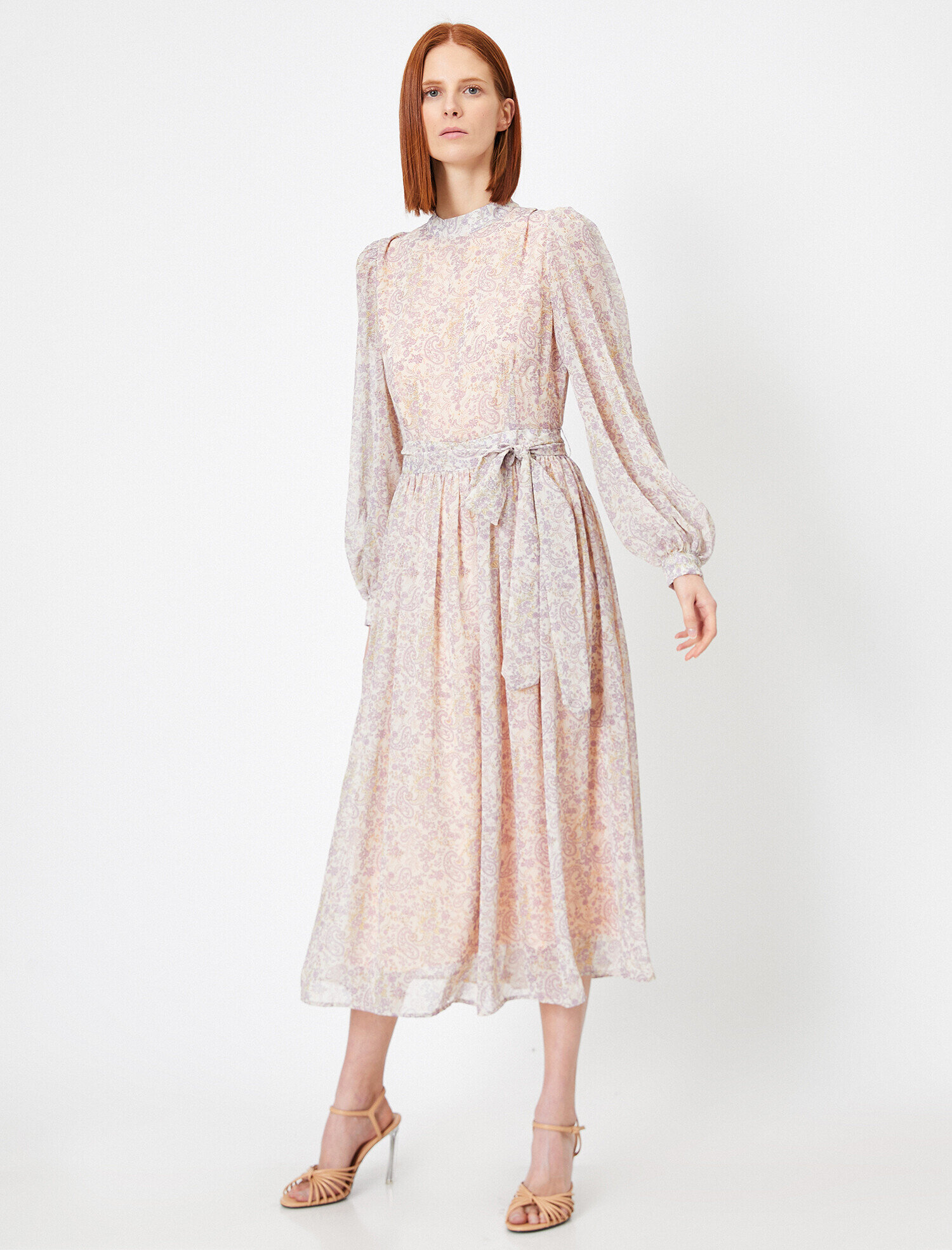   Desenli Şifon Elbise