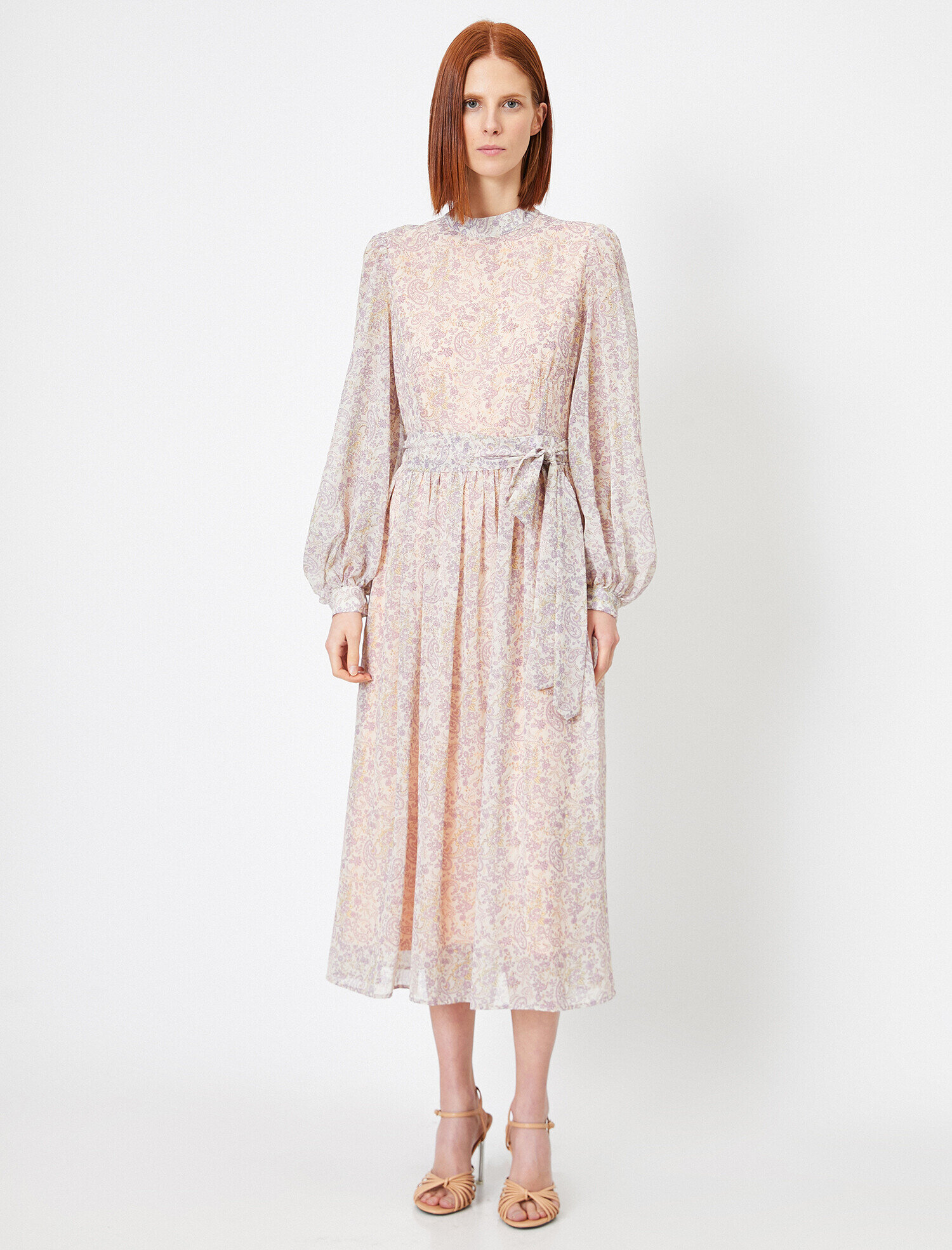   Desenli Şifon Elbise