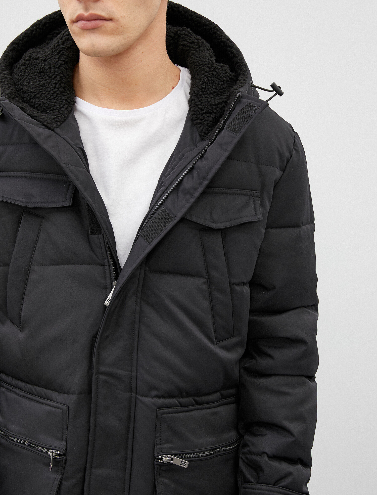   Kapüşonlu Kaban Cepli Fermuarlı