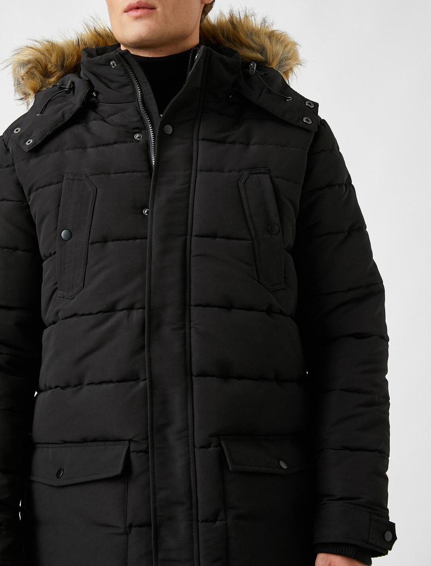   Suni Kürk Kapüşonlu Kışlık Parka