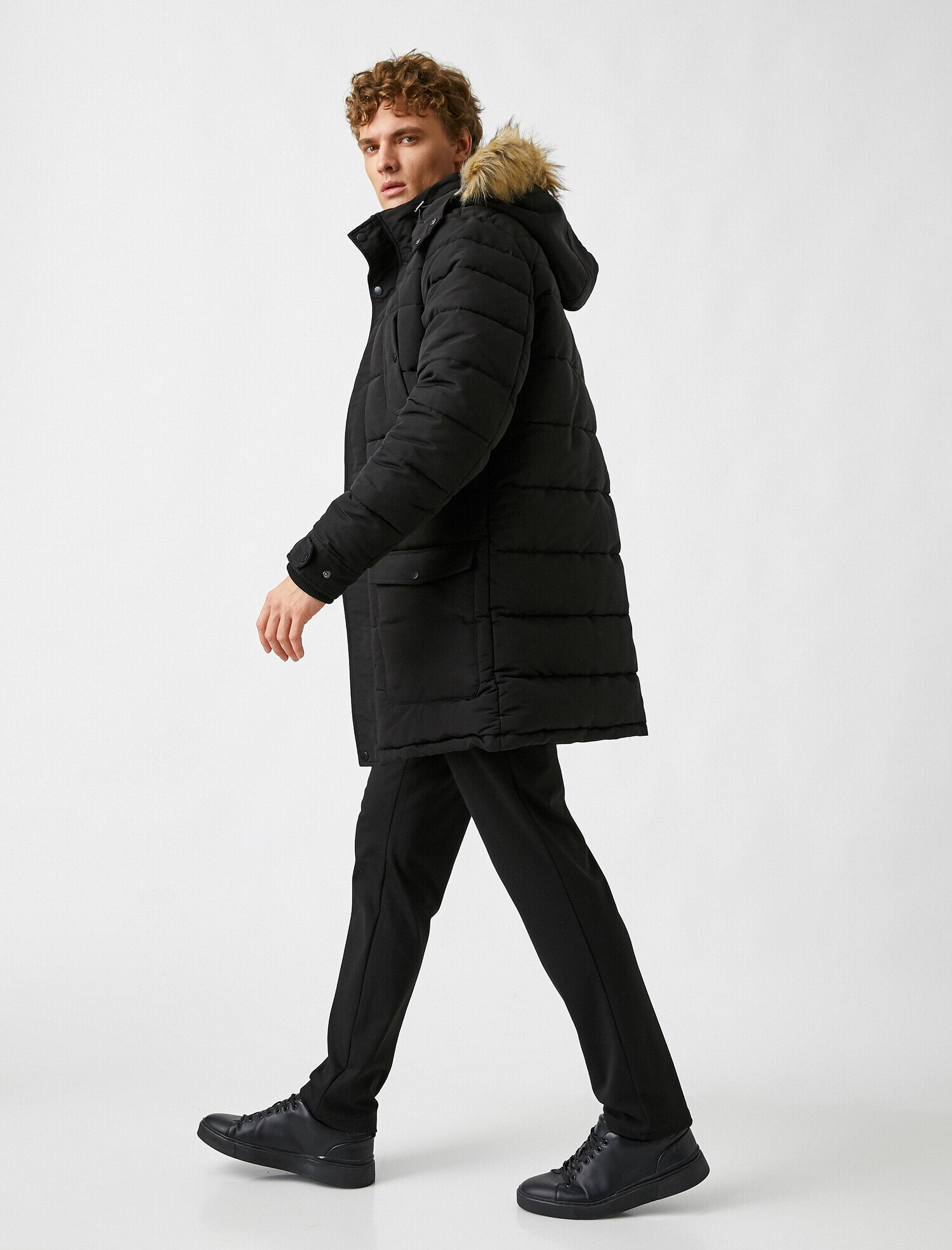   Suni Kürk Kapüşonlu Kışlık Parka