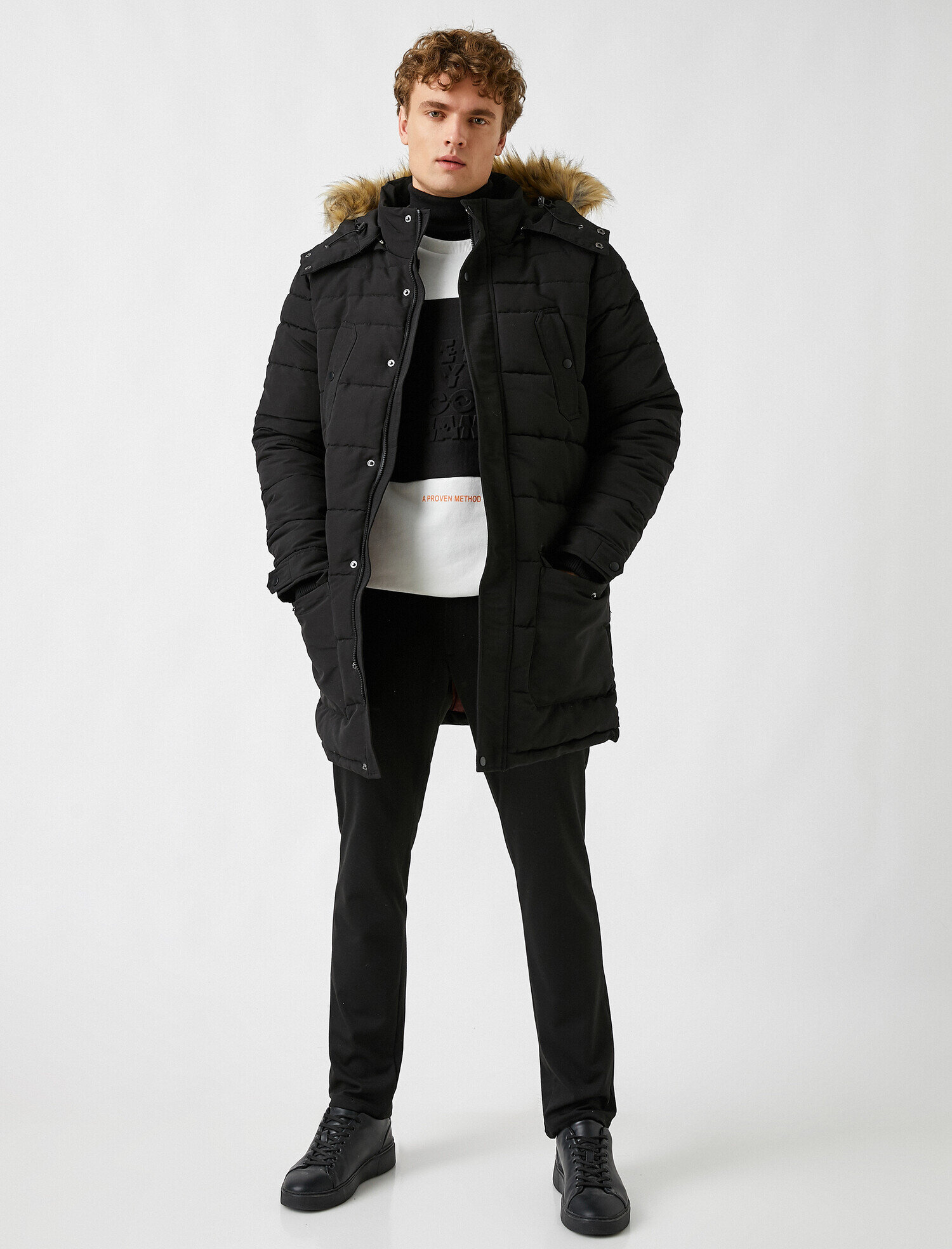   Suni Kürk Kapüşonlu Kışlık Parka