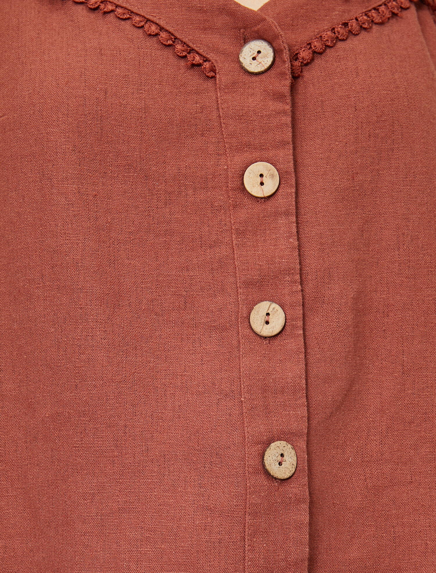   İp Askılı Düğme Detaylı Atlet Keten Karışımlı