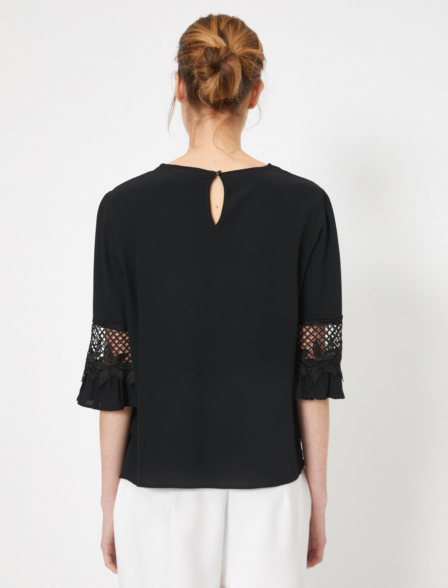   Bisiklet Yaka Kol Detaylı Bluz