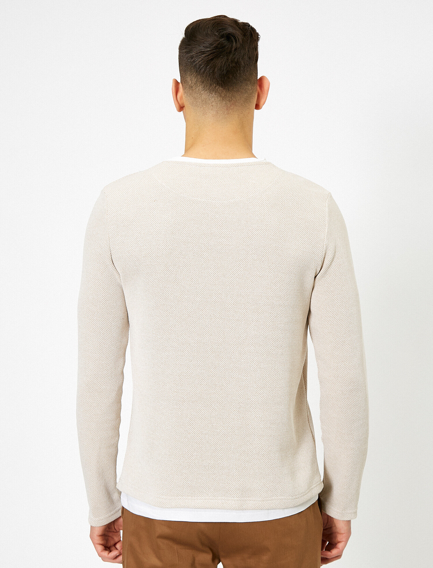 Bisiklet Yaka Slim Fit Basic Kazak
