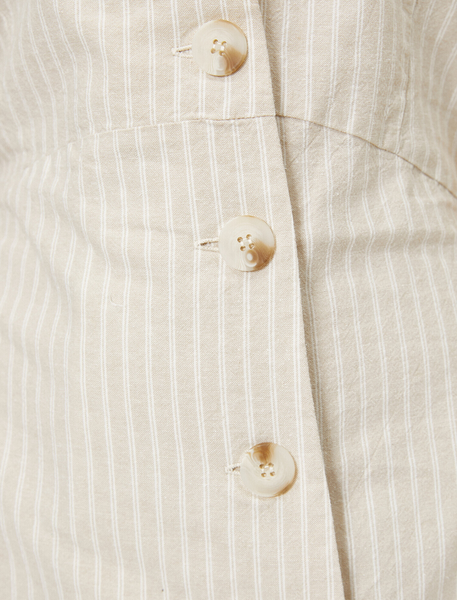   Düğme Detaylı Kolsuz Keten Karışımlı Elbise