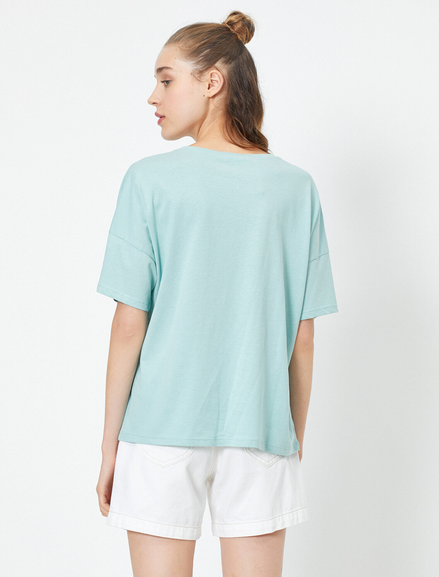   Bisiklet Yaka Kısa Kollu Yazılı Baskılı Tişört