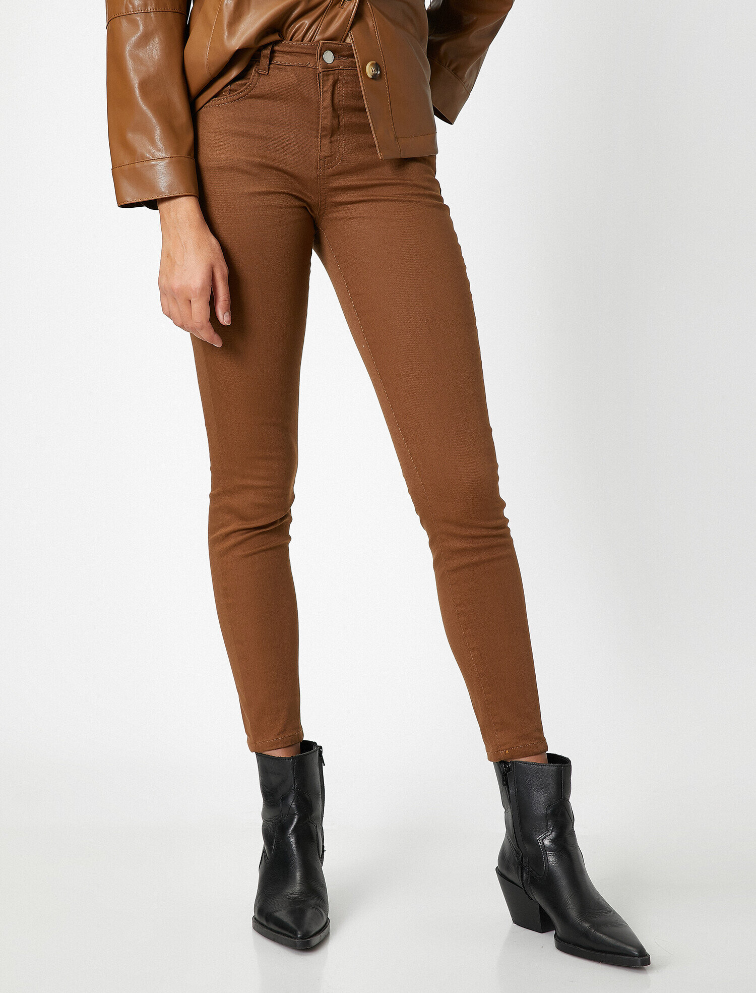   Dar Paça Kot Pantolon Dar Kesim Yüksek Bel