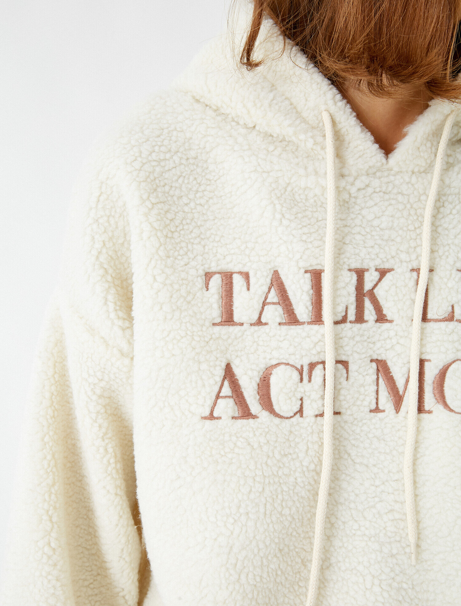 Kapüşonlu Yazılı Baskılı Peluş Sweatshirt