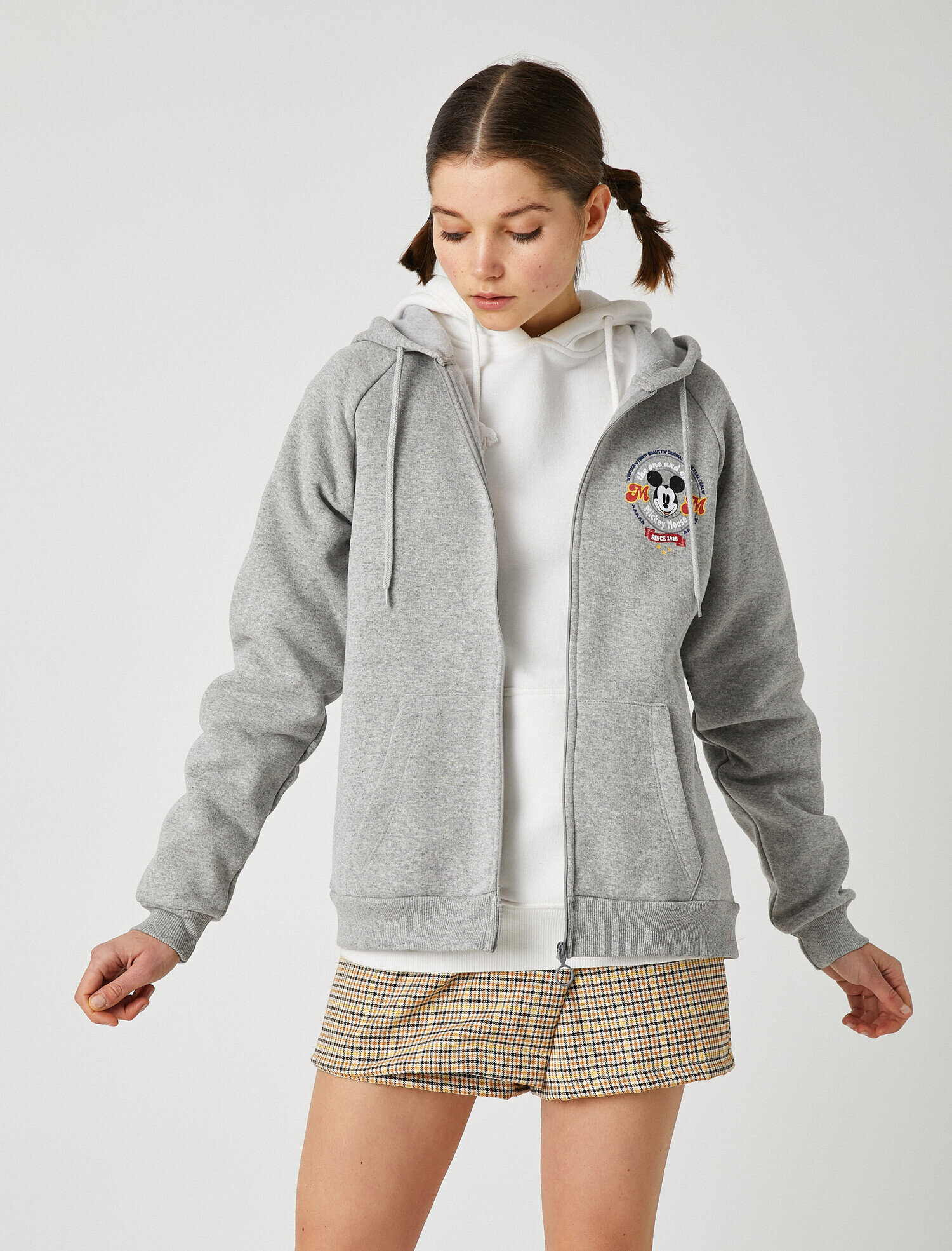   Disney Lisanslı Baskılı Kapüşonlu Fermuarlı Sweatshirt