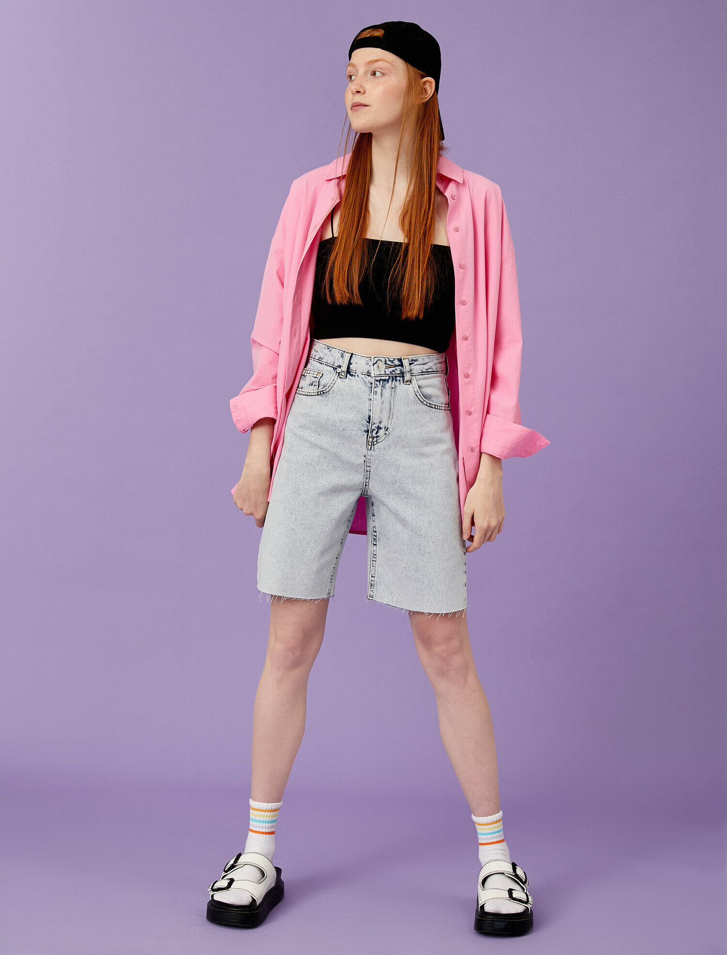   Yüksek Bel Kot Şort