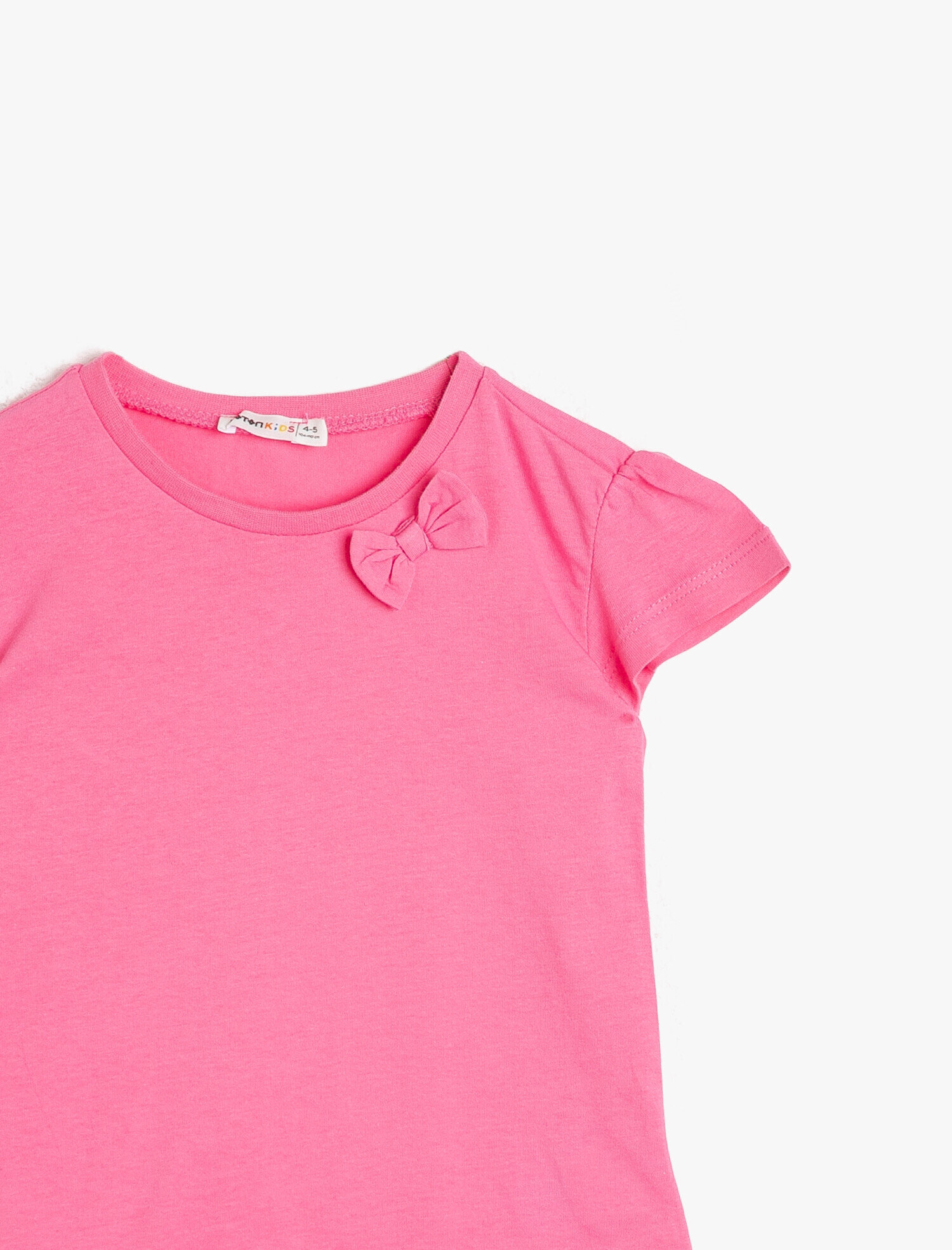  Kız Çocuk Basic Yumuşak Pamuklu Bisiklet Yaka Kısa Kollu Tişört