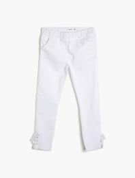 Esnek Pantolon Kumaşından Beli Lastikli Paçası Normal Bel Uzun Pantolon