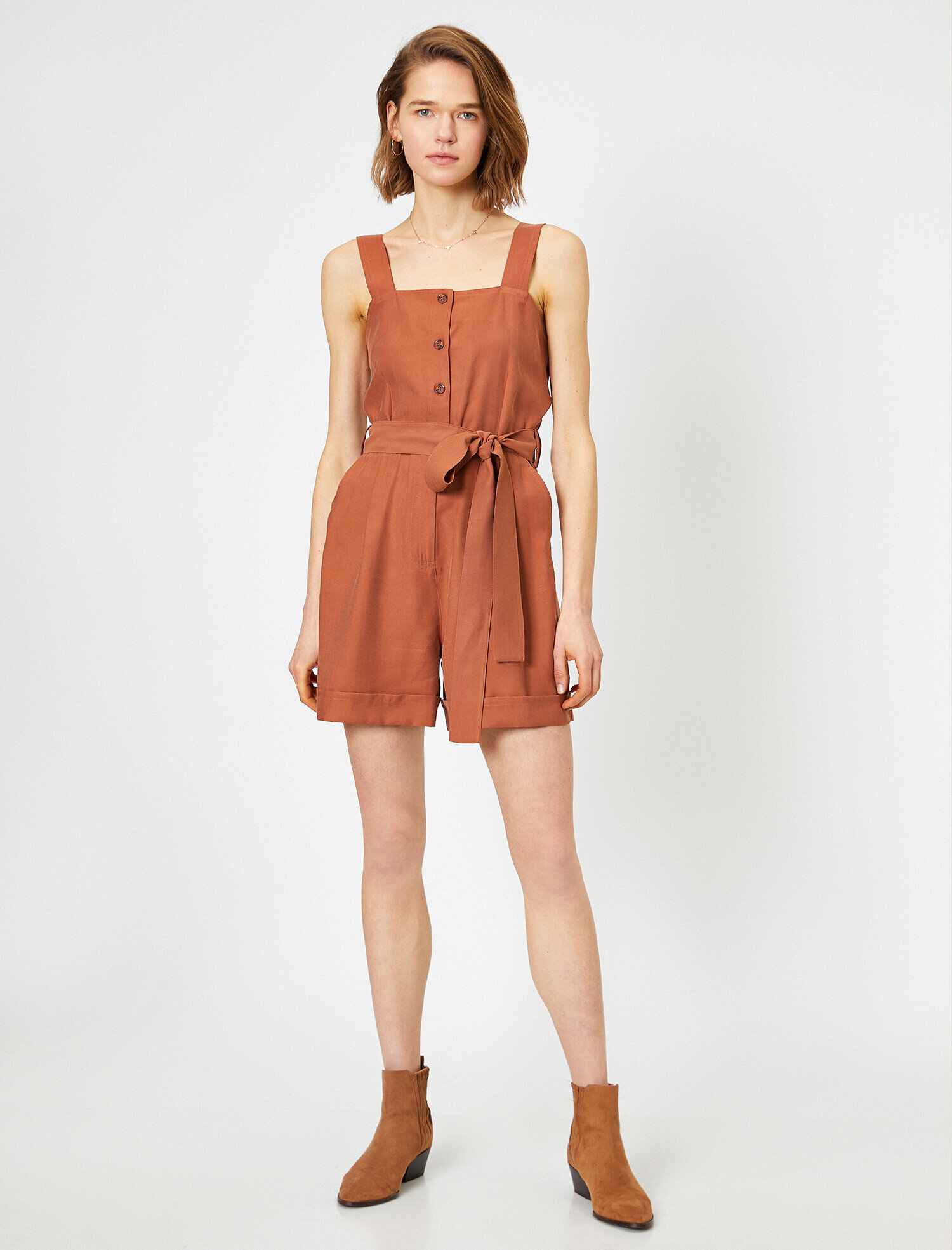 Cupro Kemer Detaylı Tulum