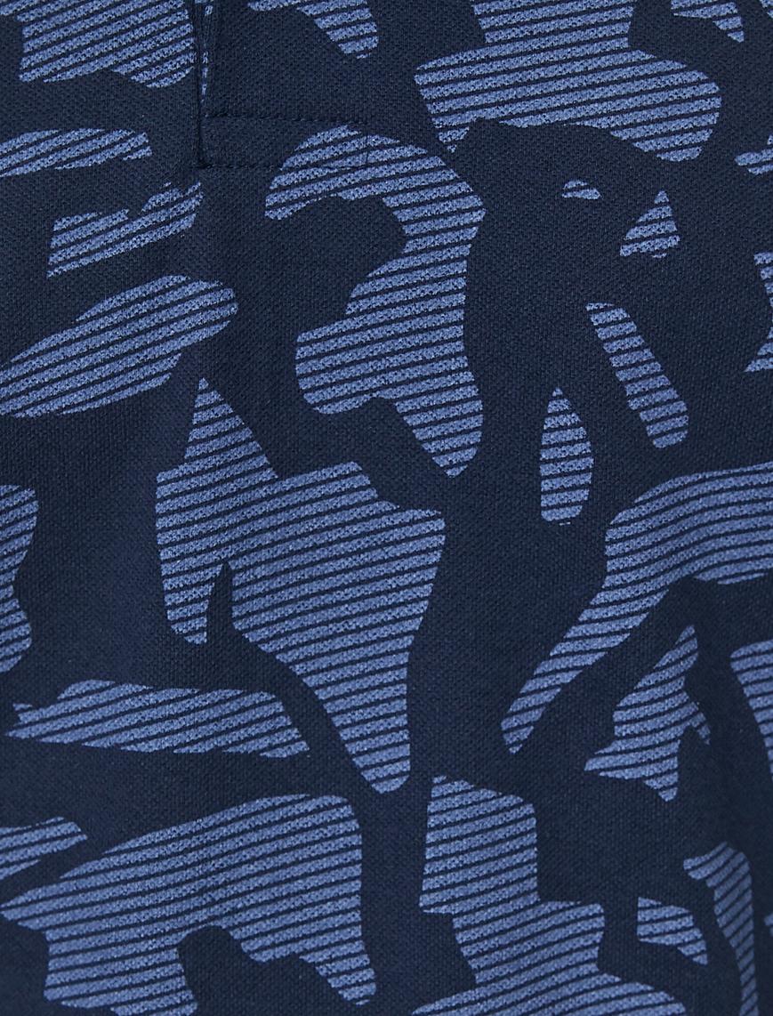   Polo Yaka Desenli Kısa Kollu Tişört