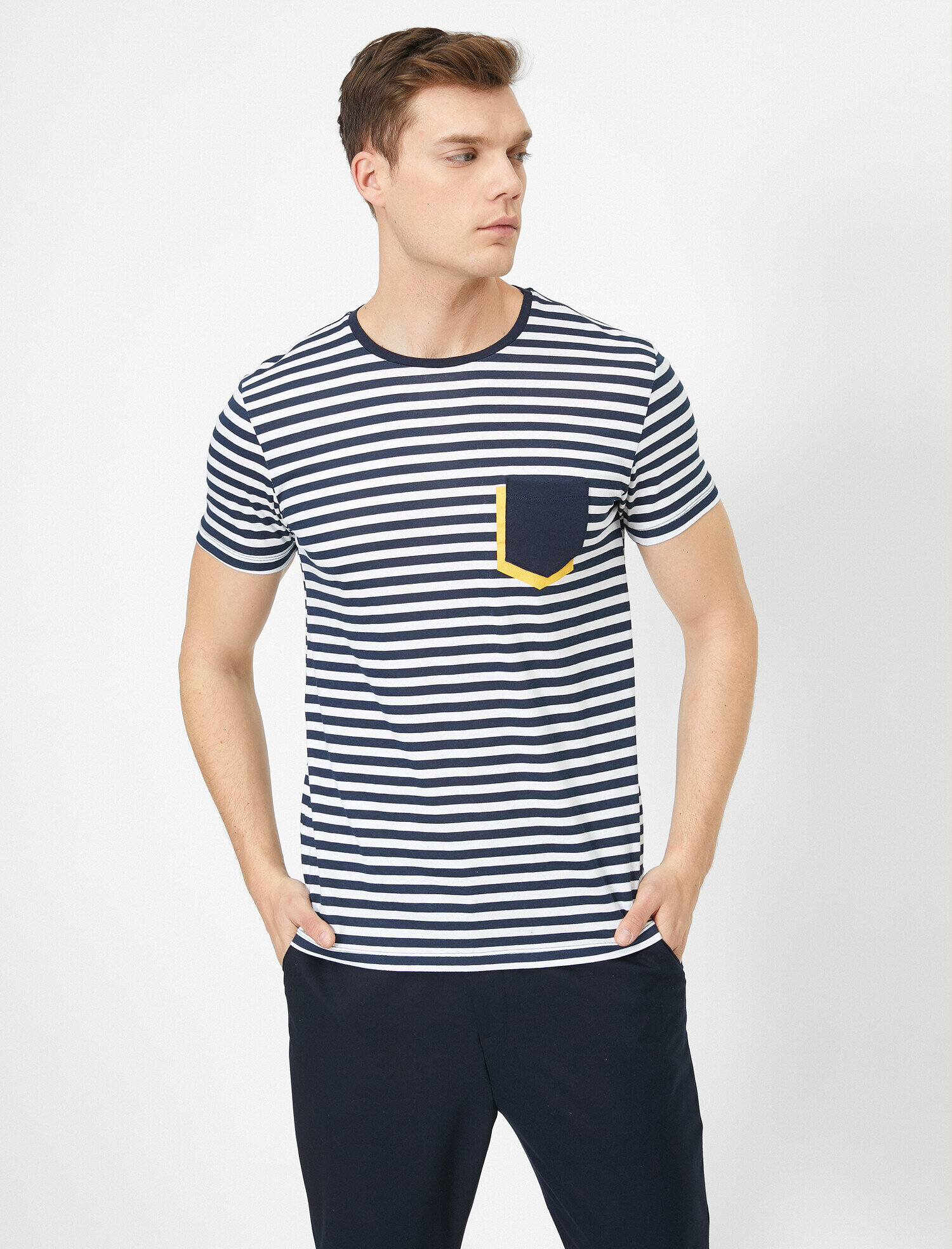   Çizgili Tişört Kısa Kollu