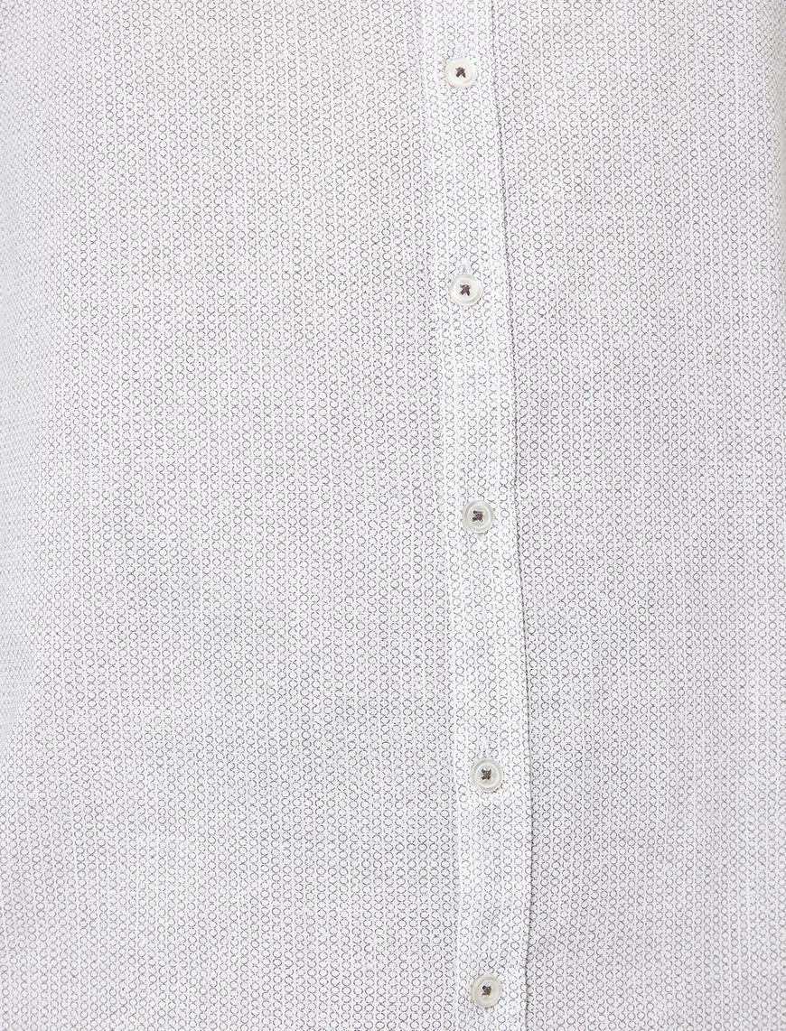  Hakim Yaka Minimal Desenli Apoletli Pamuklu Casual Gömlek