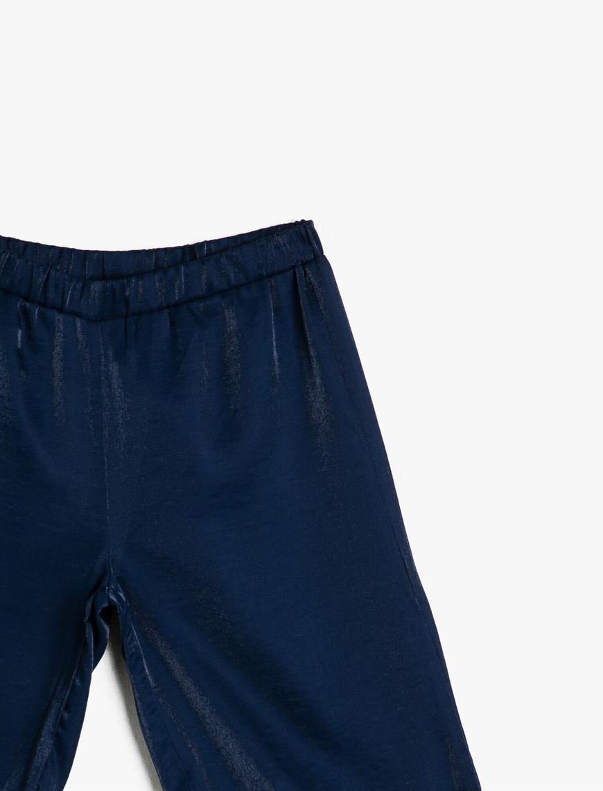  Kız Çocuk Beli Lastikli Paçası Fırfırlı Bol Kesim Kısa Pantolon
